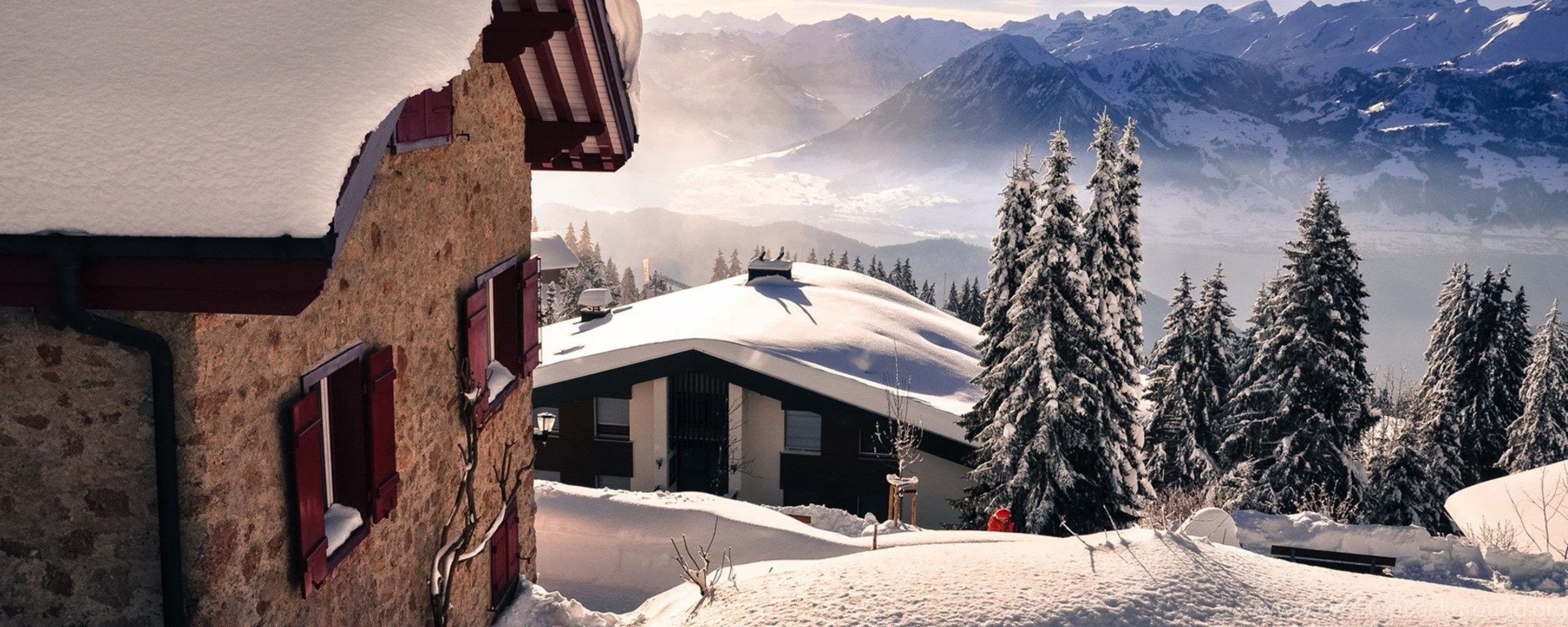 Download Wallpaper 3840x2160 Snow, Mountains, Winter, Landscape 4K. Desktop Background
