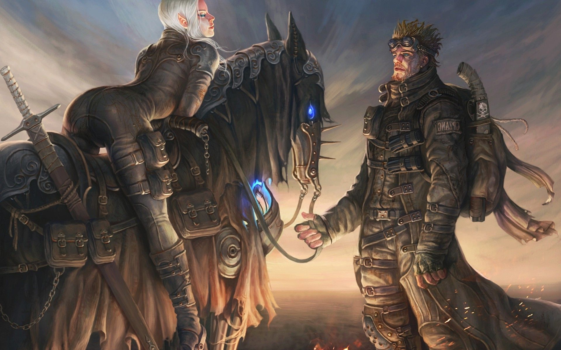 fantasy Art, Women, Men, Horse, Sword, Weapon, Concept Art, Ass, Bent Over, Platinum Blonde Wallpaper HD / Desktop and Mobile Background