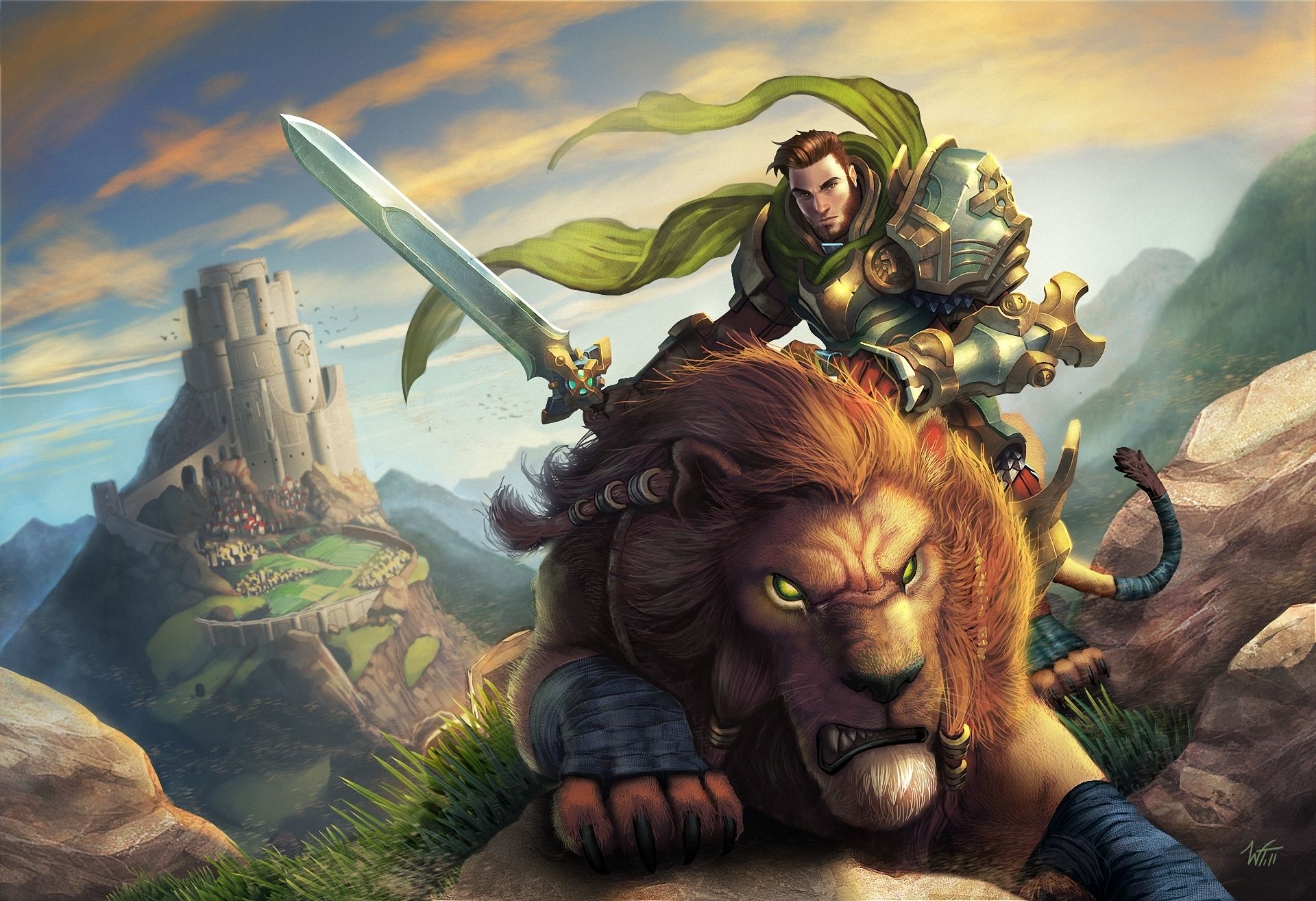 world, Of, Warcraft, Wowcats, Lions, Warrior, Men, Armor, Sword, Castle, Fantasy Wallpaper HD / Desktop and Mobile Background