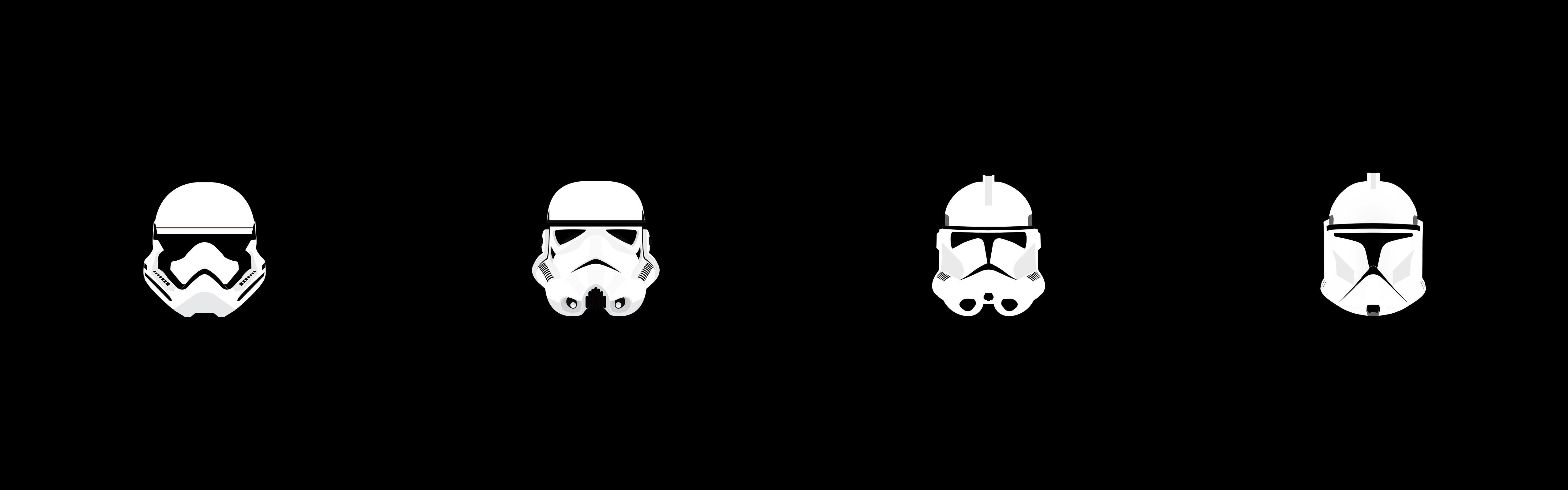 Star Wars, Clone Trooper, Stormtrooper, Helmet, Minimalism, Multiple Display Wallpaper HD / Desktop and Mobile Background