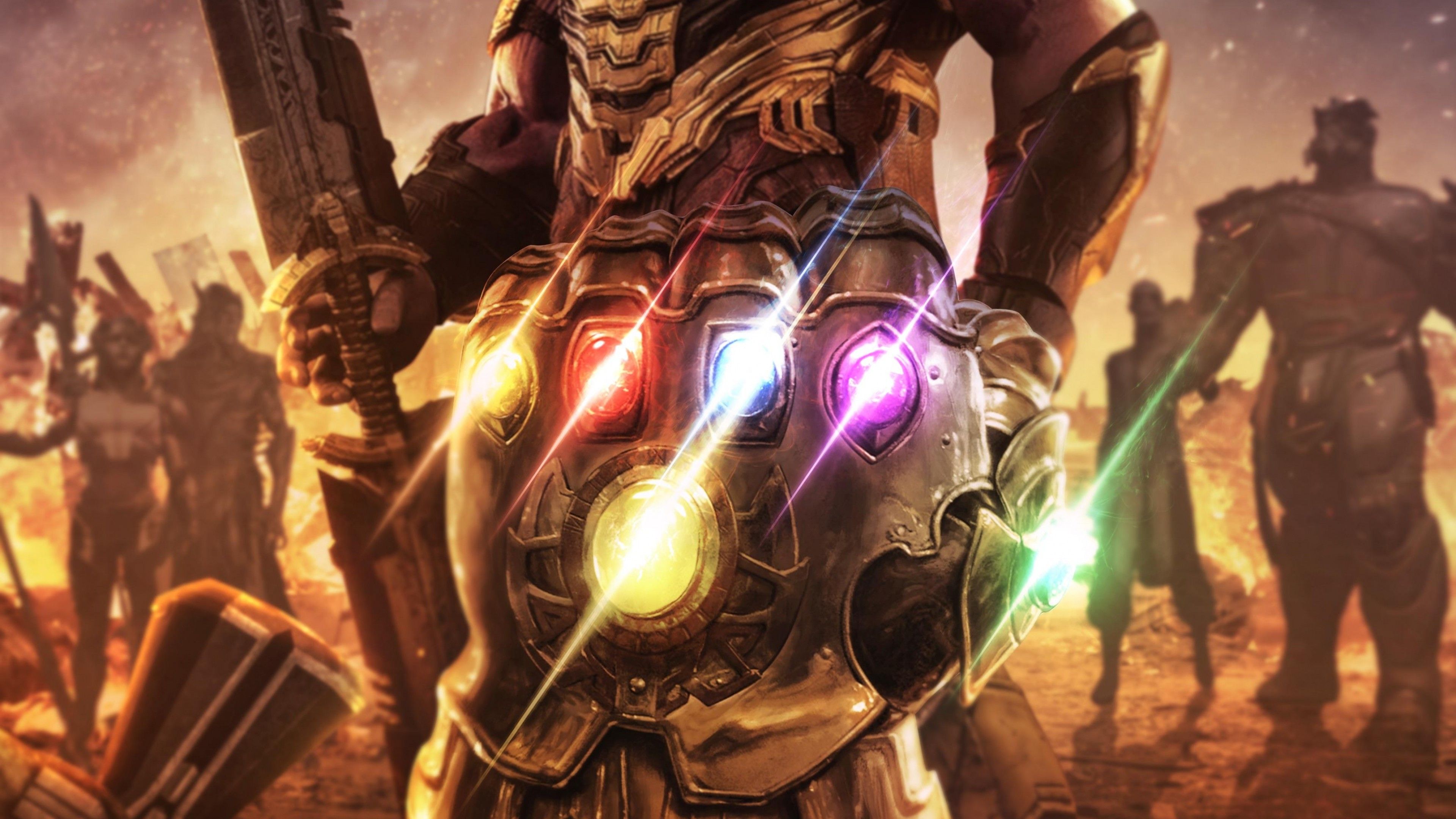 Infinity Gauntlet 4K Wallpaper, Thanos, Avengers: Endgame, Infinity Stones, Movies