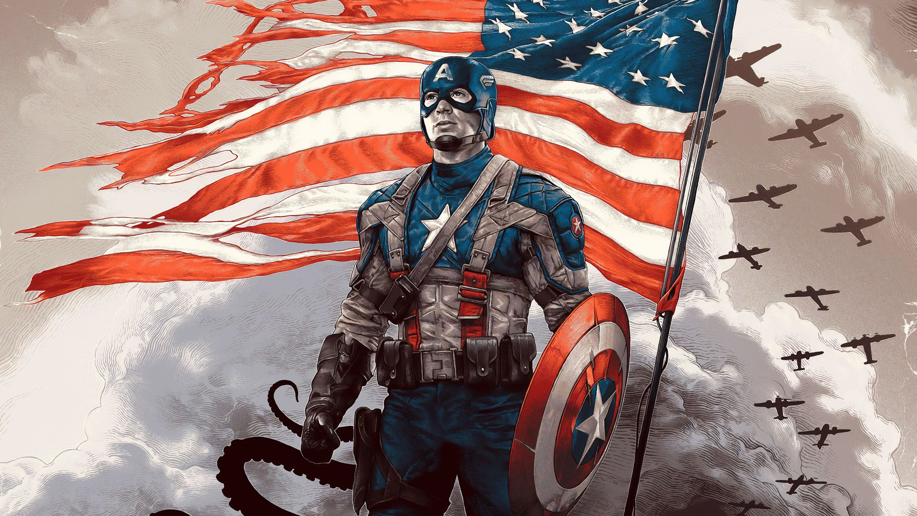 Captain America 4K Wallpaper Art