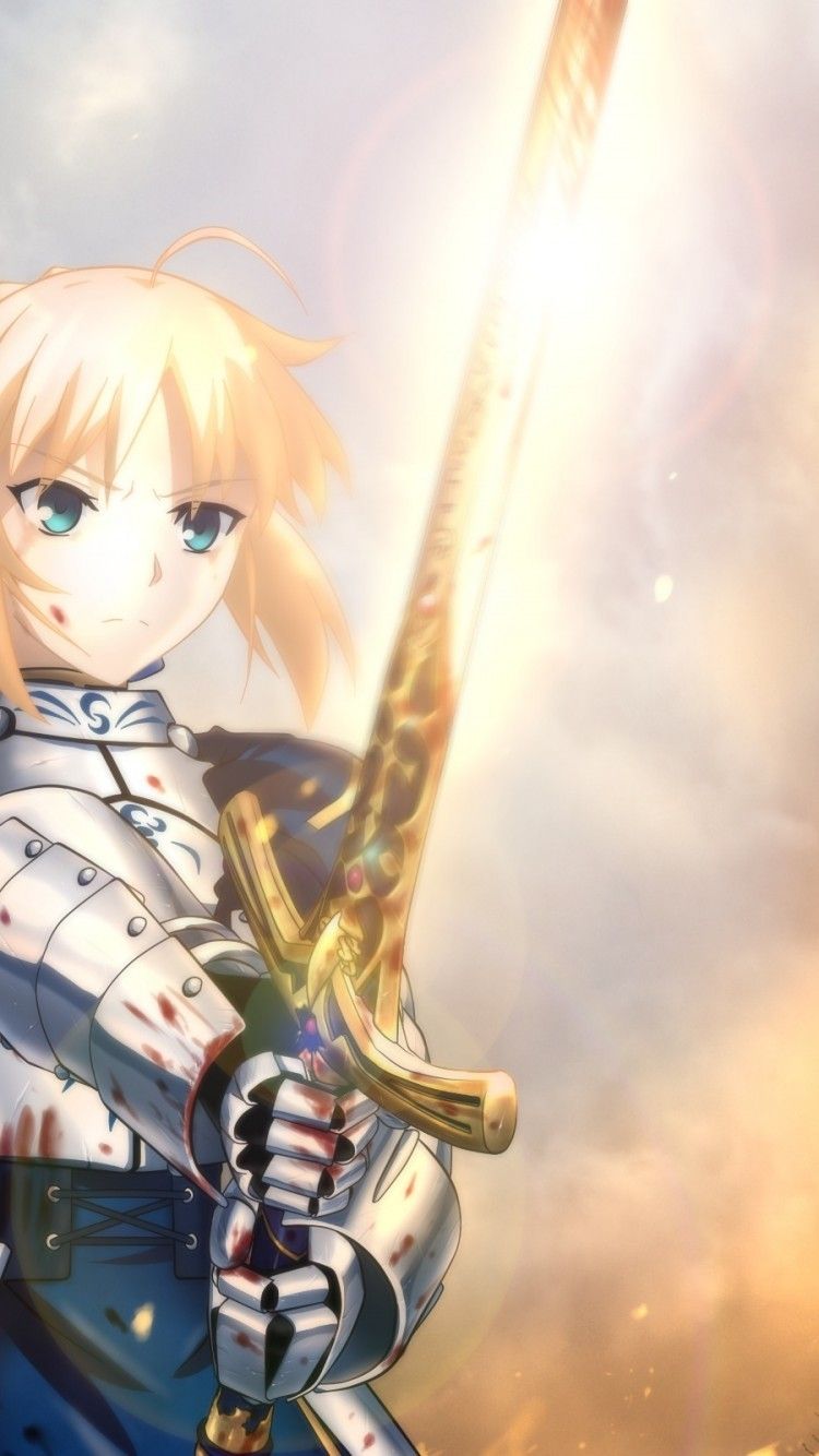 Download 750x1334 Artoria Pendragon, Fate Stay Night, Saber, Golden Sword, Blonde, Armor Wallpaper for iPhone iPhone 6