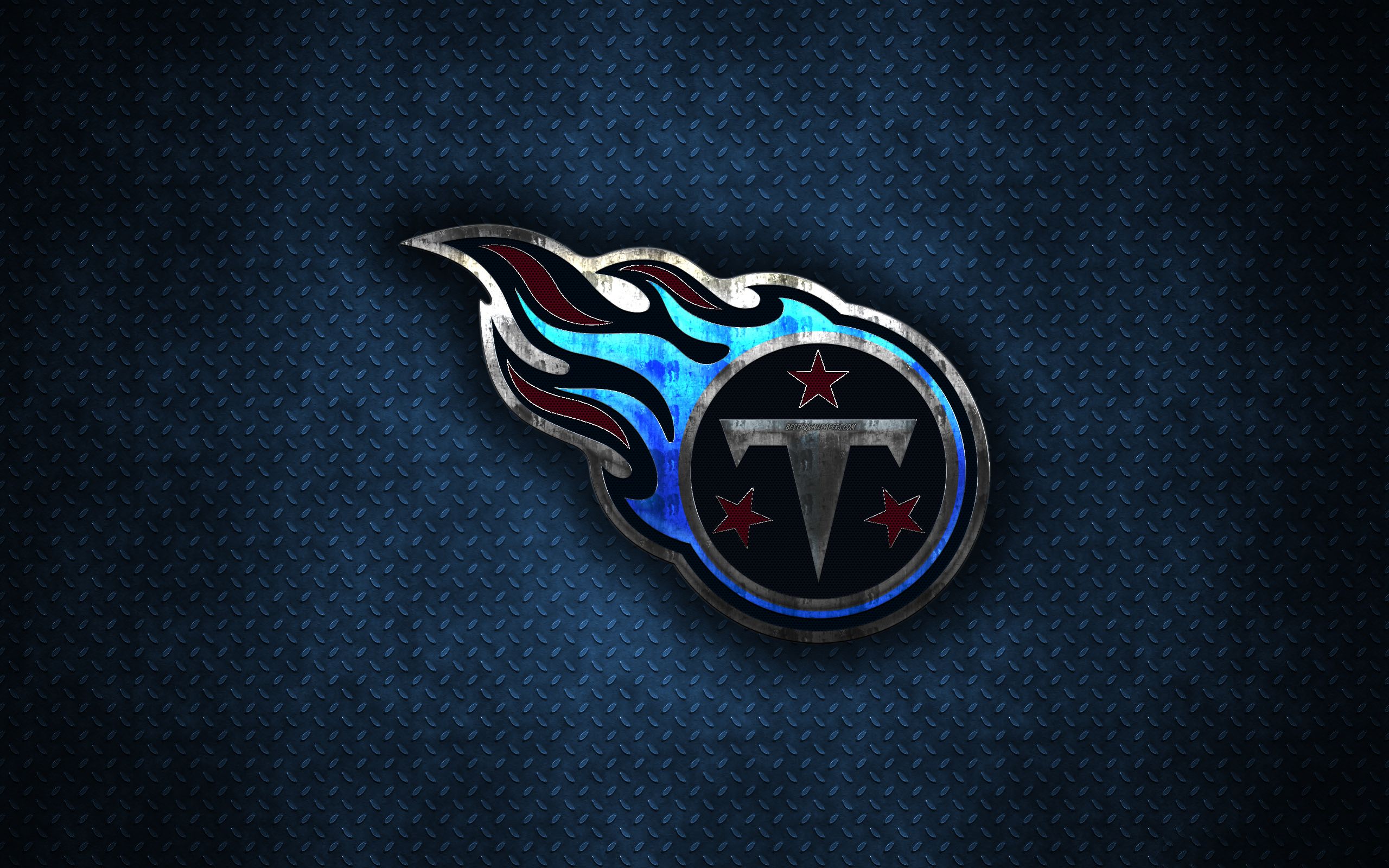 Download wallpaper Tennessee Titans, American football club, metal logo, Nashville, Tennessee, USA, creative art, NFL, emblem, blue metal background, american football club for desktop with resolution 2560x1600. High Quality HD picture wallpaper