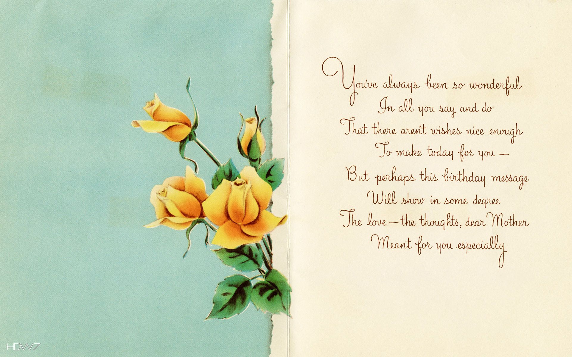 happy birthday dear mother message card yellow roses love. HD wallpaper gallery