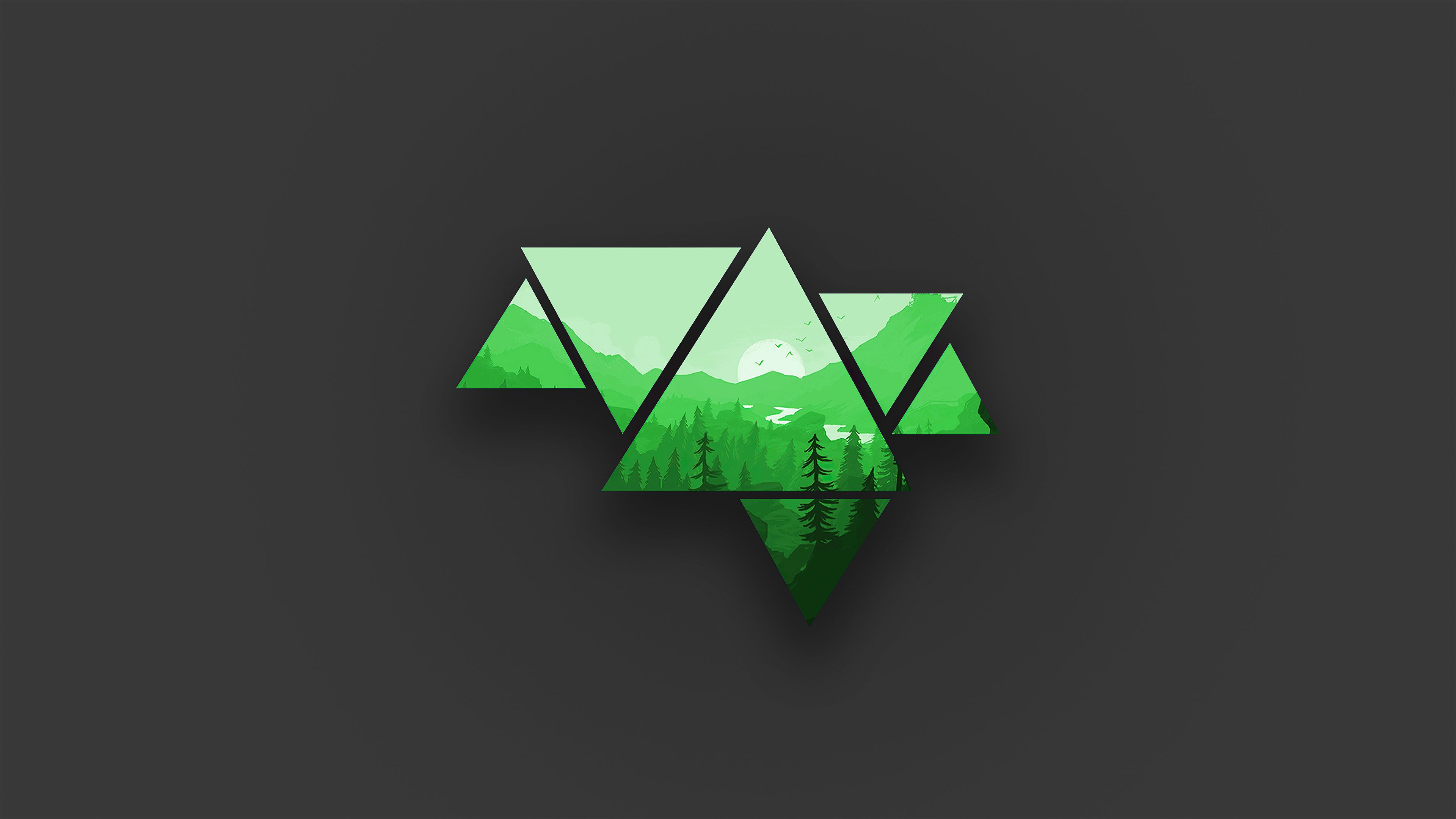 Minimalist Mountains Green 4k, HD Artist, 4k Wallpaper, Image, Background, Photo and Picture