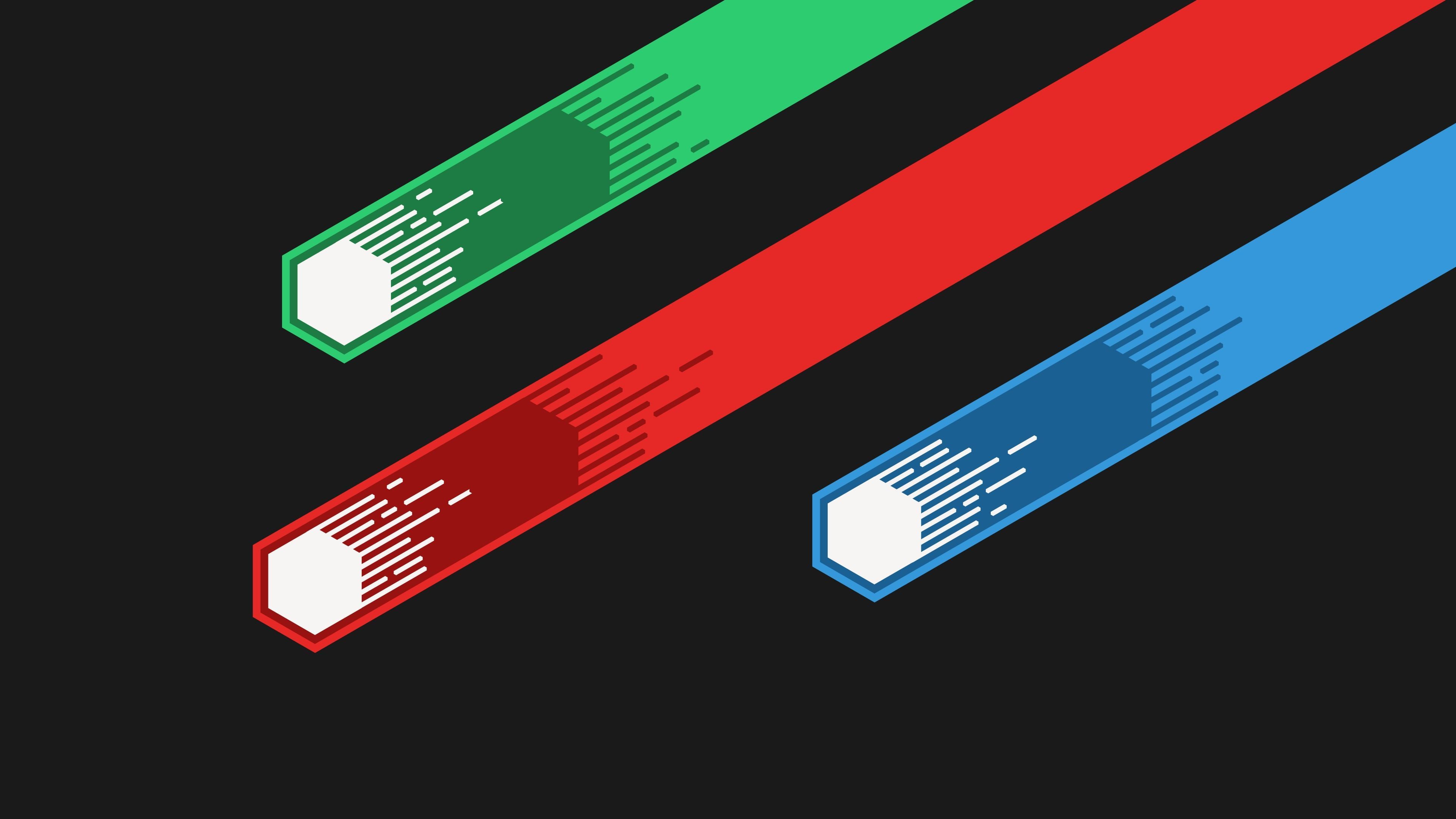 three green, red, and blue stripe logo #meteors #Flatdesign simple background #hexagon #minimalism #vector vecto. Simple background, Green wallpaper, Red artwork