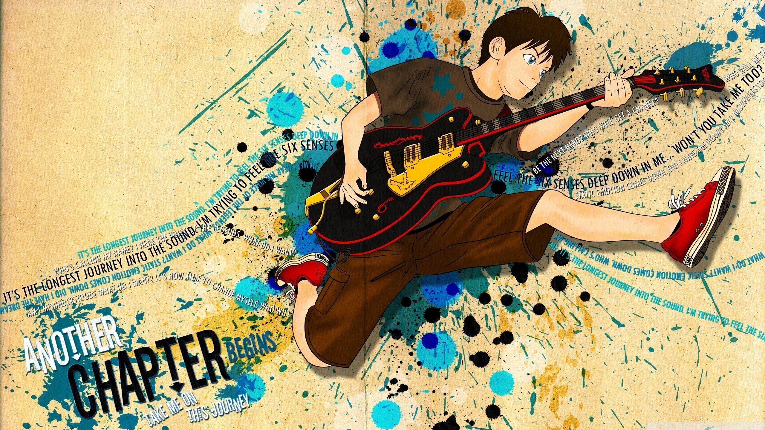 Anime guy music guitar wallpaperx1440