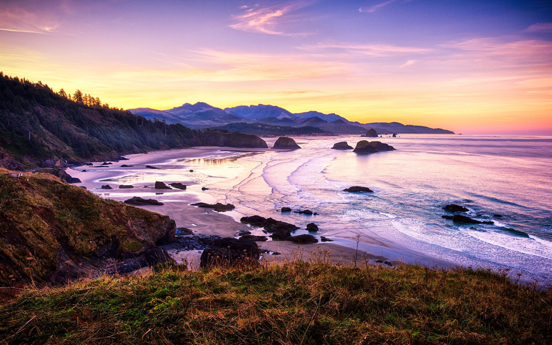 Cannon Beach And The Famous Haystack Rock Sunrise To Ecola State Park Coast...