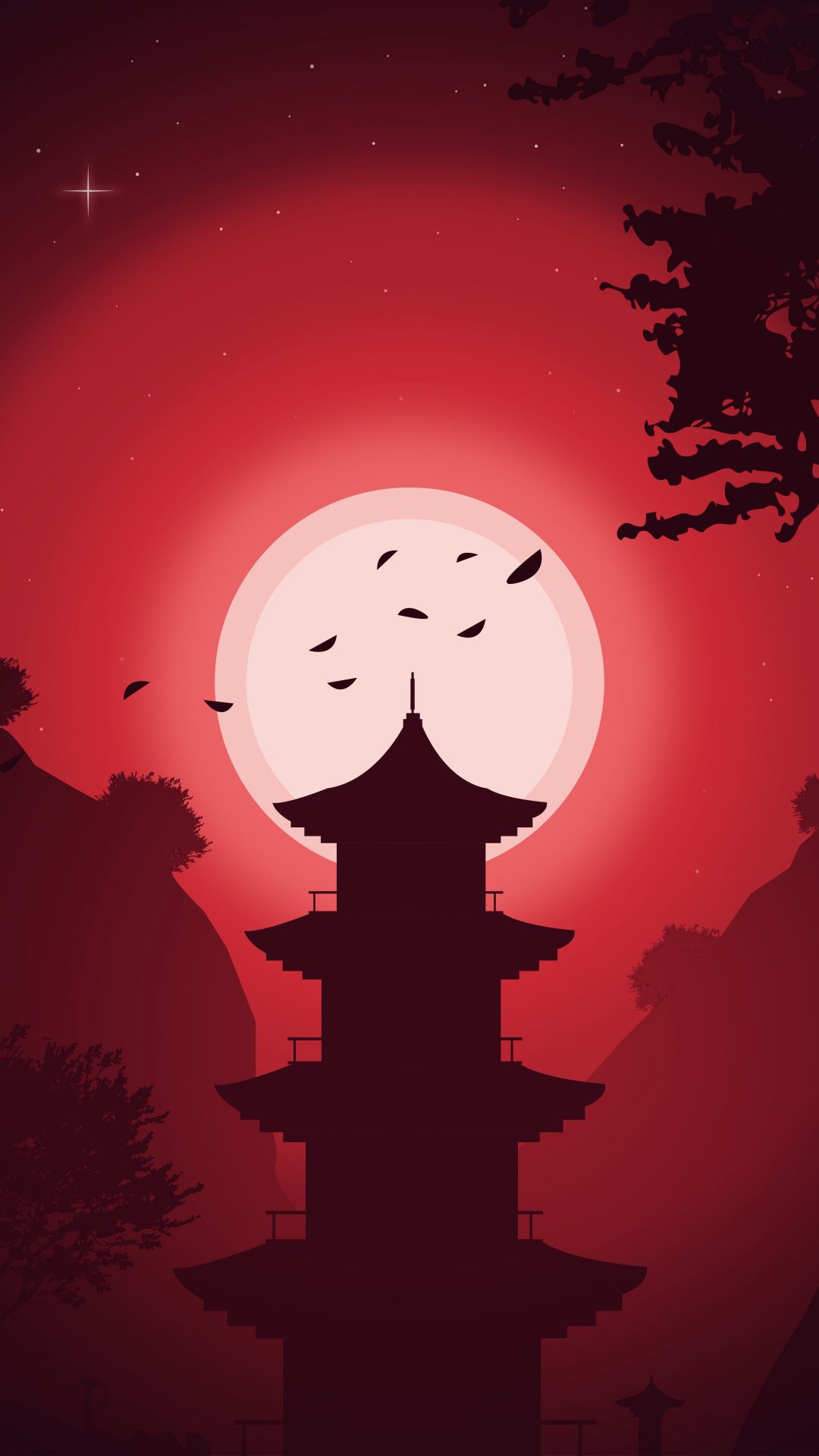Artwork, building, moon, night, silhouette wallpaper. Art wallpaper iphone, Japanese artwork, Samurai wallpaper