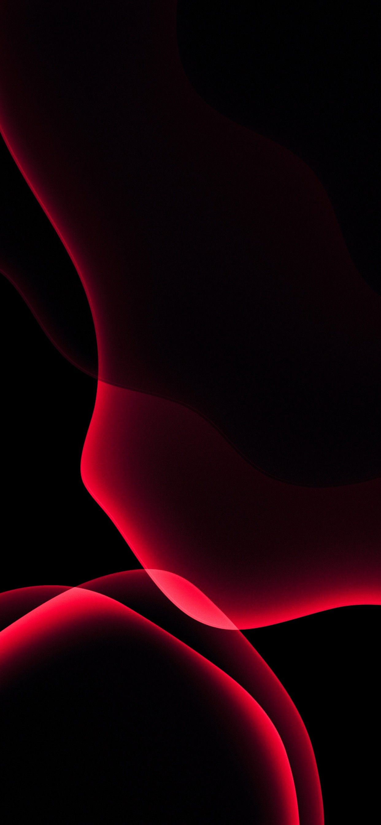 iOS 13 Wallpaper 4K, Stock, iPadOS, Red, Black background, AMOLED, HD, Abstract