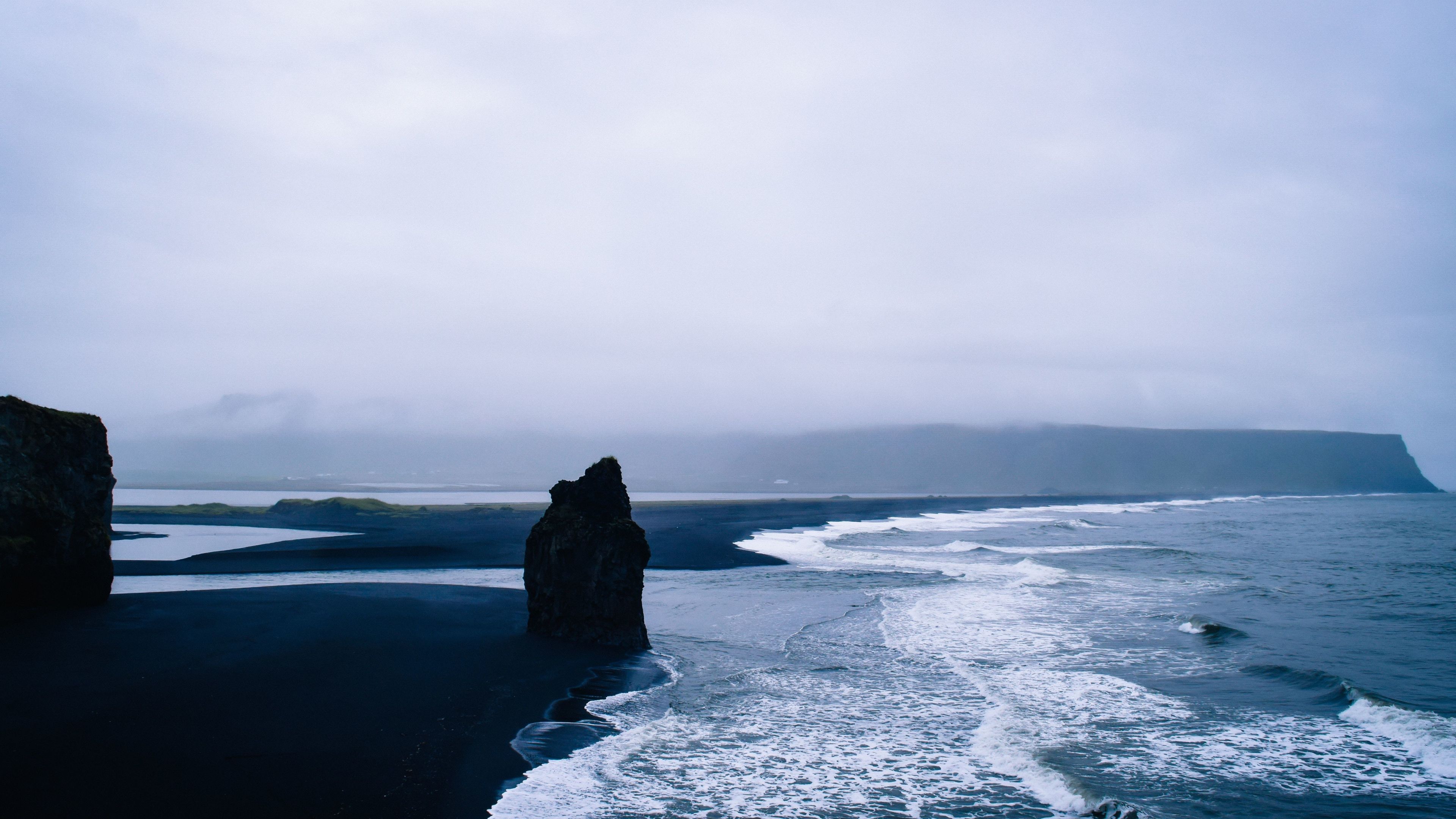 Download 3840x2160 Wallpaper Beach, Blue Dark, Sea Waves, Sea, Nature, Iceland, 4k, Uhd 16: Widescreen, 3840x2160 HD Image, Background, 18362