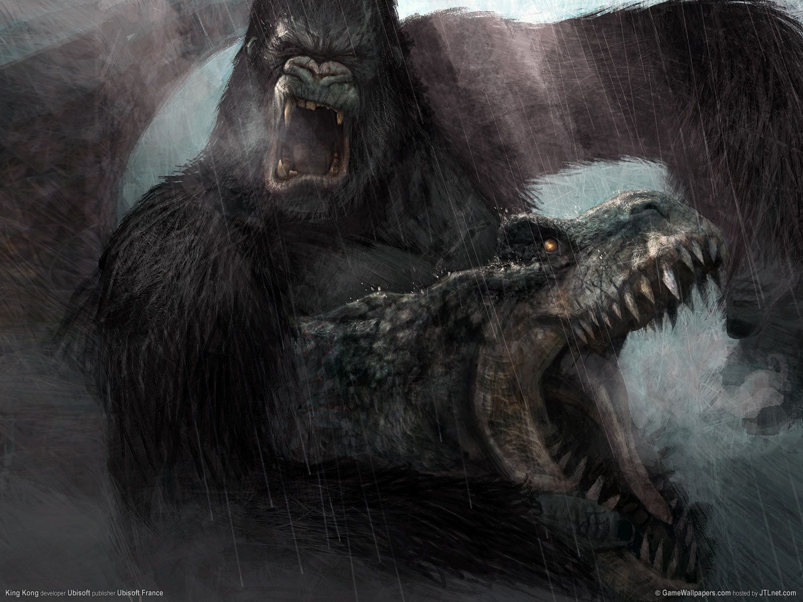Battle With T Rex. King Kong, Jurassic World Indominus Rex, Kong