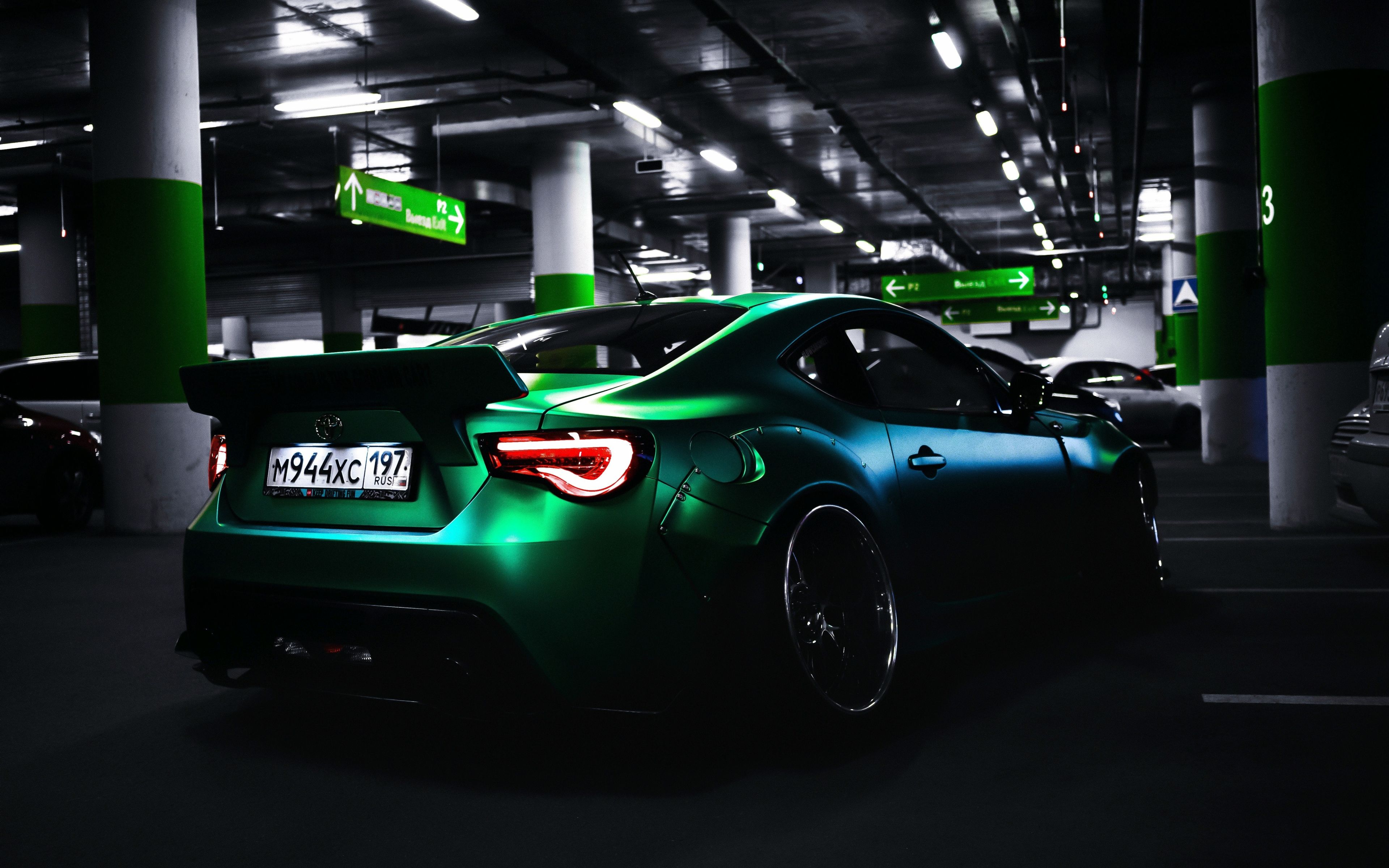 Download 3840x2400 wallpaper toyota, green car, rear, 4k, ultra HD 16:10, widescreen, 3840x2400 HD image, background, 9540