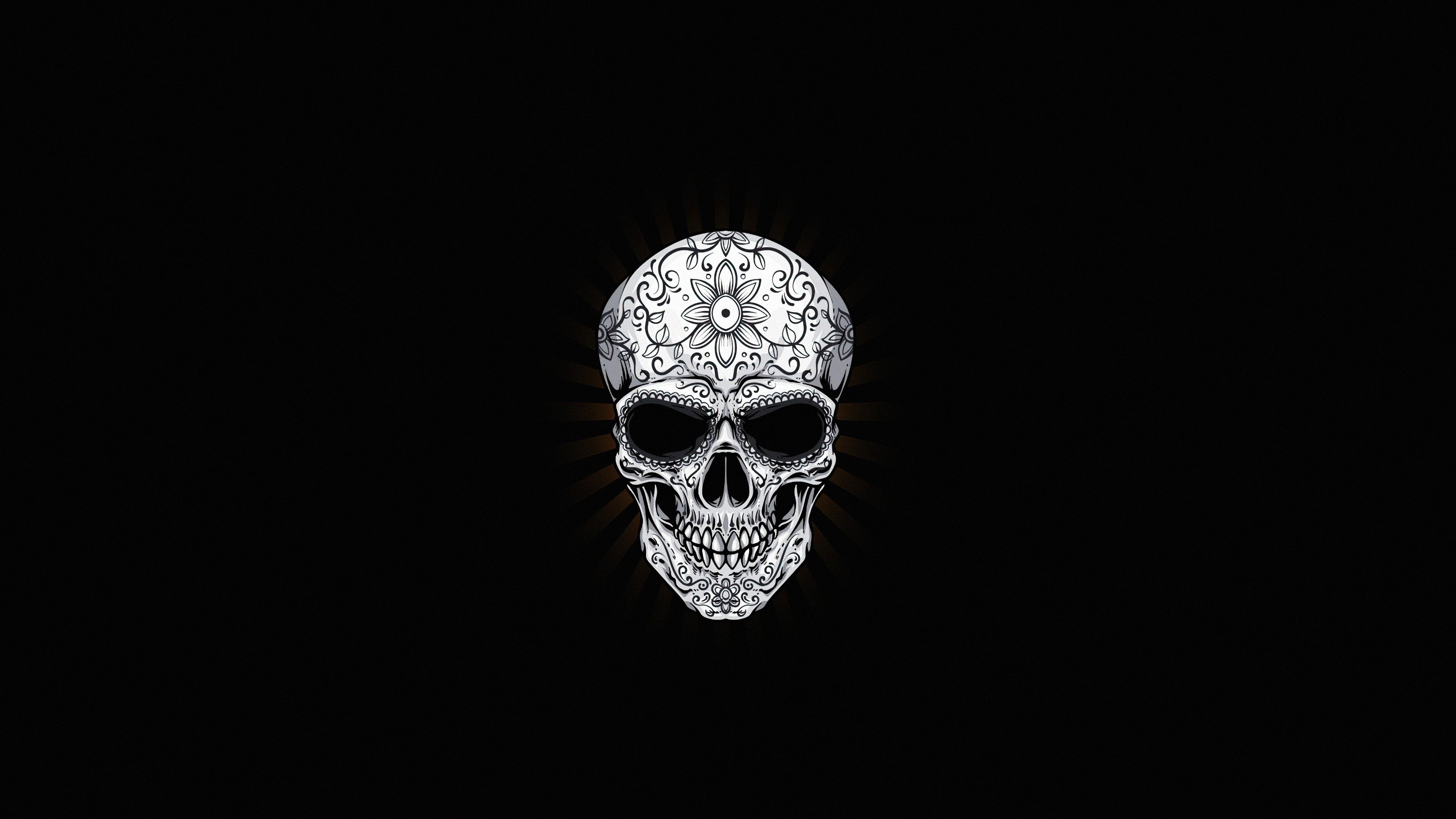 White Skull Dark 4k, HD Artist, 4k Wallpaper, Image, Background, Photo and Picture
