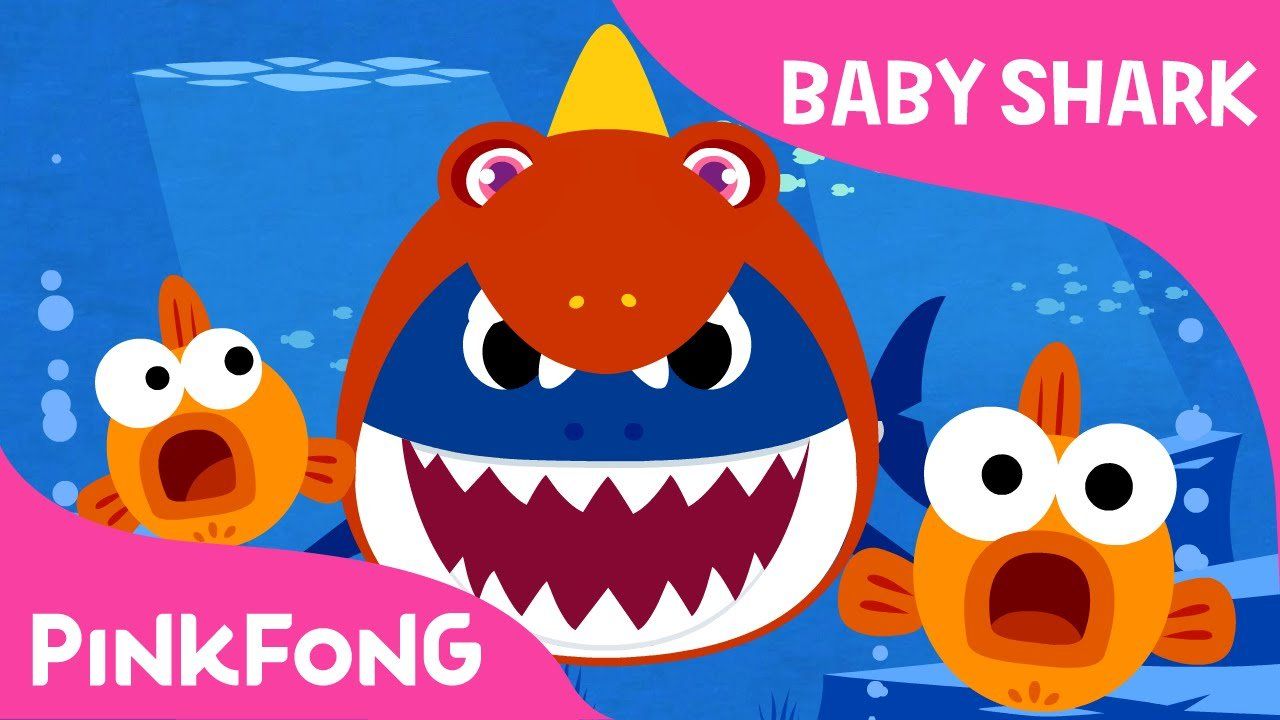 Free download Baby Shark Wearing a Dinosaur Costume Animal Songs [1280x720] for your Desktop, Mobile & Tablet. Explore Baby Shark Pinkfong Wallpaper. Baby Shark Pinkfong Wallpaper, Shark Wallpaper, HD Shark Wallpaper