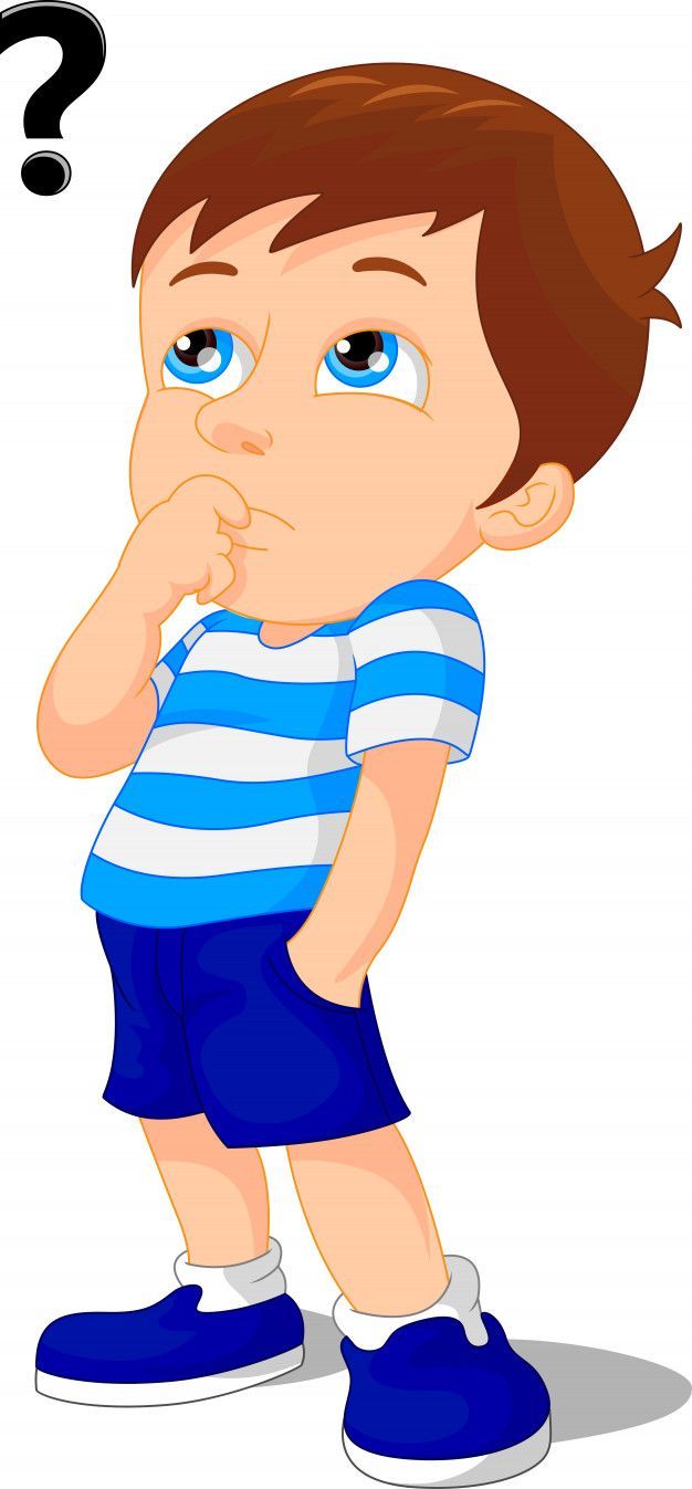 Young Boy Thinking On A White Background. Cartoon people, Cartoon, Cartoon boy