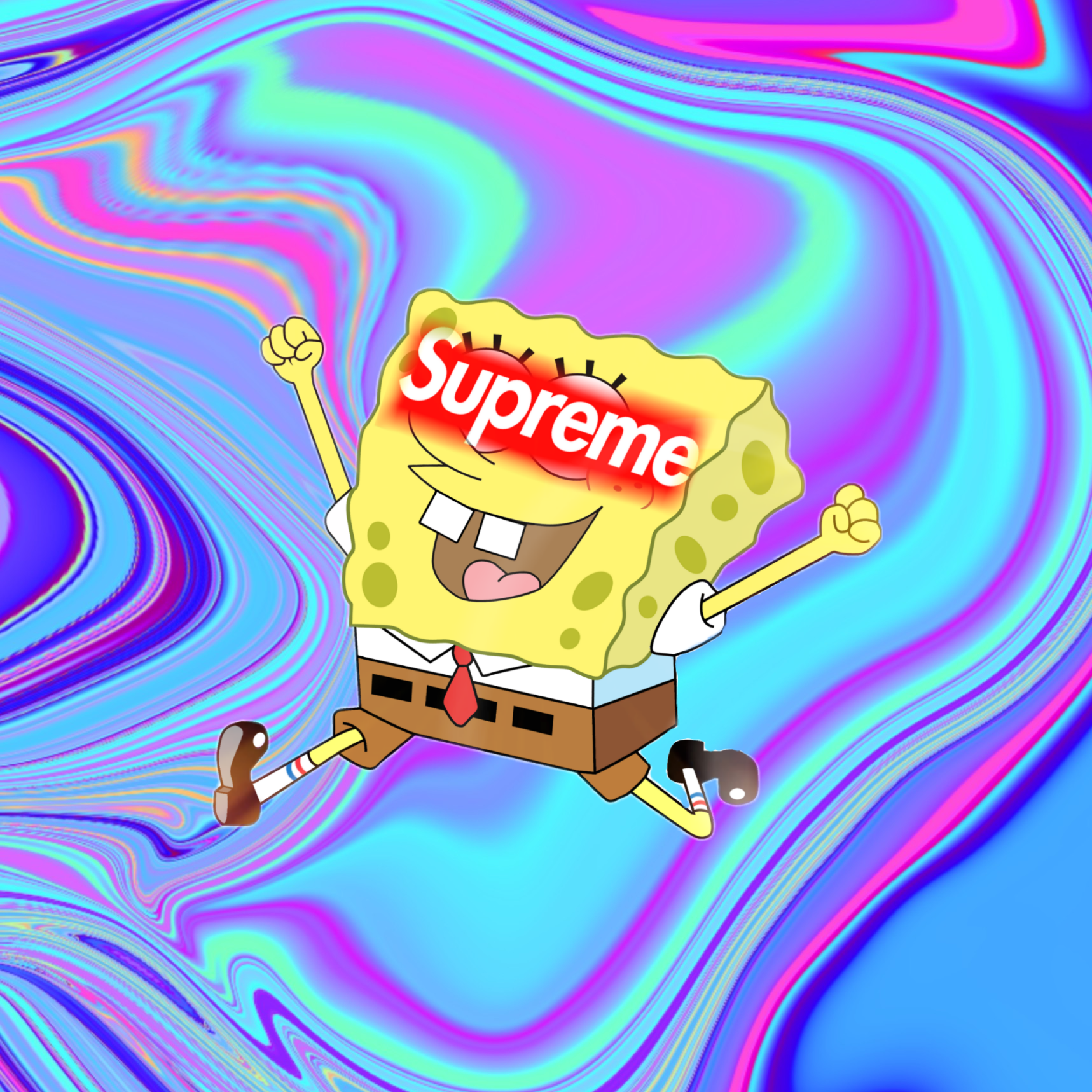 Supreme Logos Wallpaper Meme with Spongebob