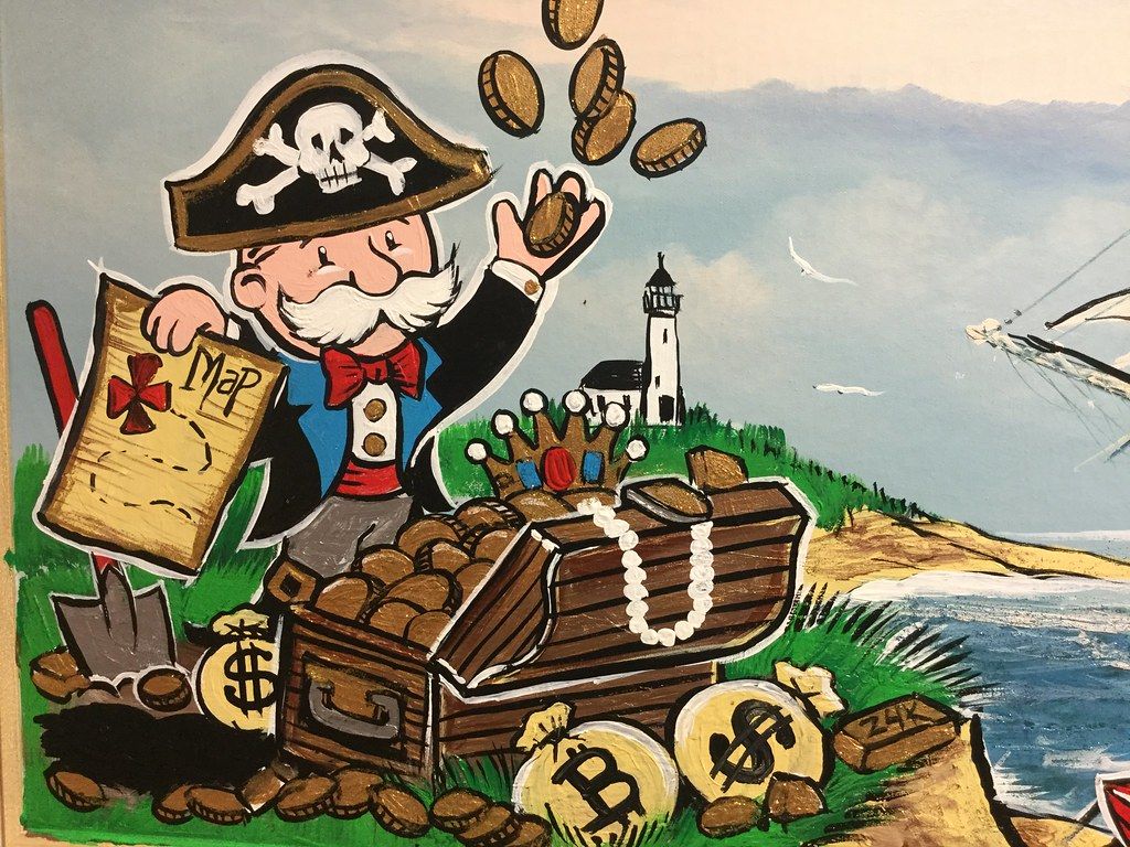 Mimo, Mike Mozart, Monopoly Guy Pirate Painting. Mr Monopol