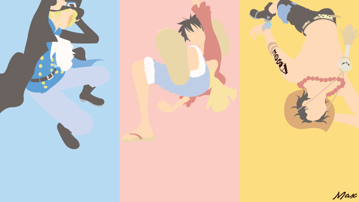 Sabo, Luffy and Ace (One Piece) Minimal Wallpaper by Max028. Luffy and ace, Ace sabo luffy wallpaper, Sabo one piece
