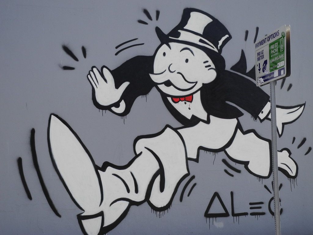 Monopoly Man. On a wall in the Design District. Michael Wayne Cole