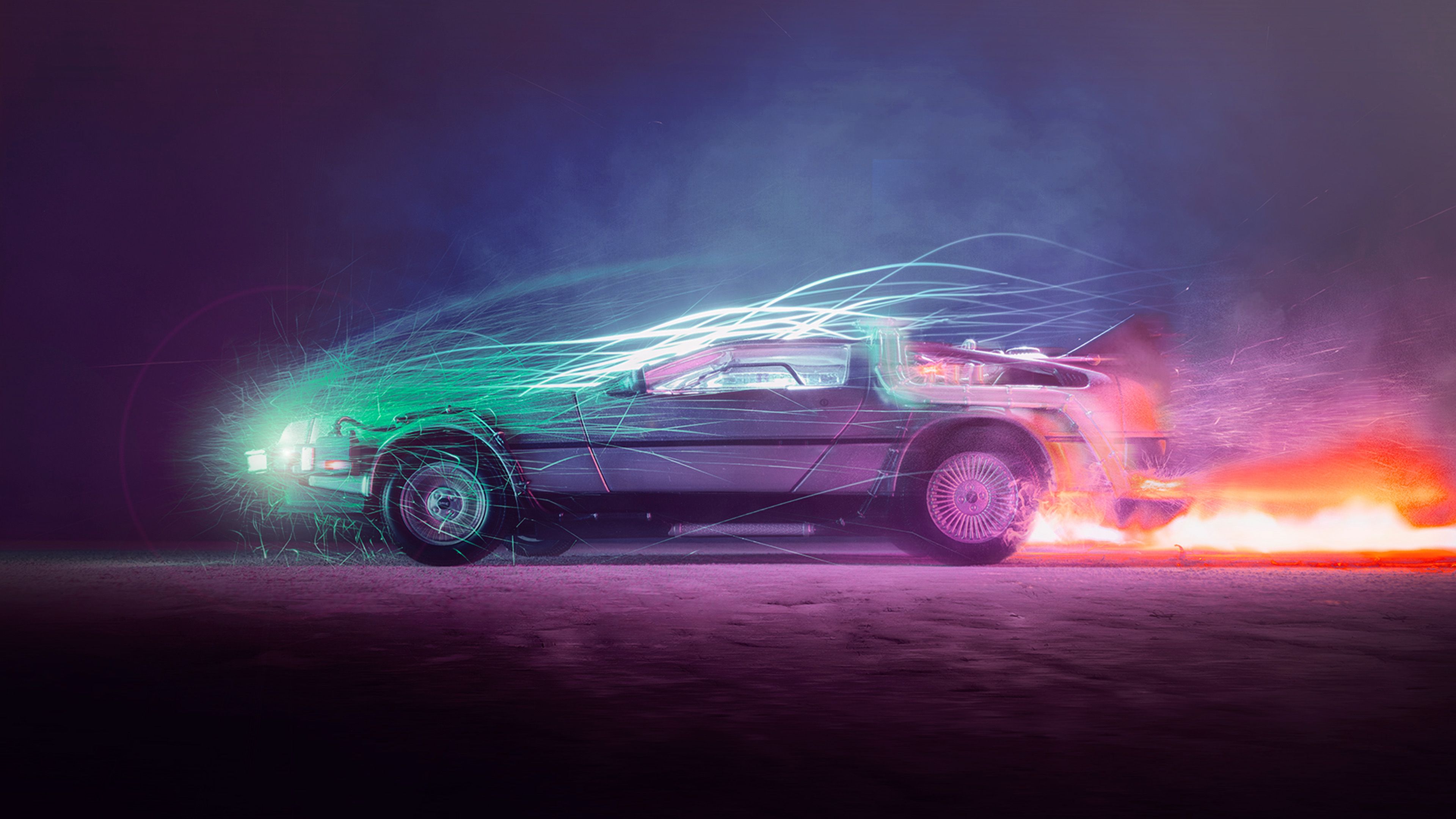 Backtothefuture Car Film Art Night Cool Wallpaper
