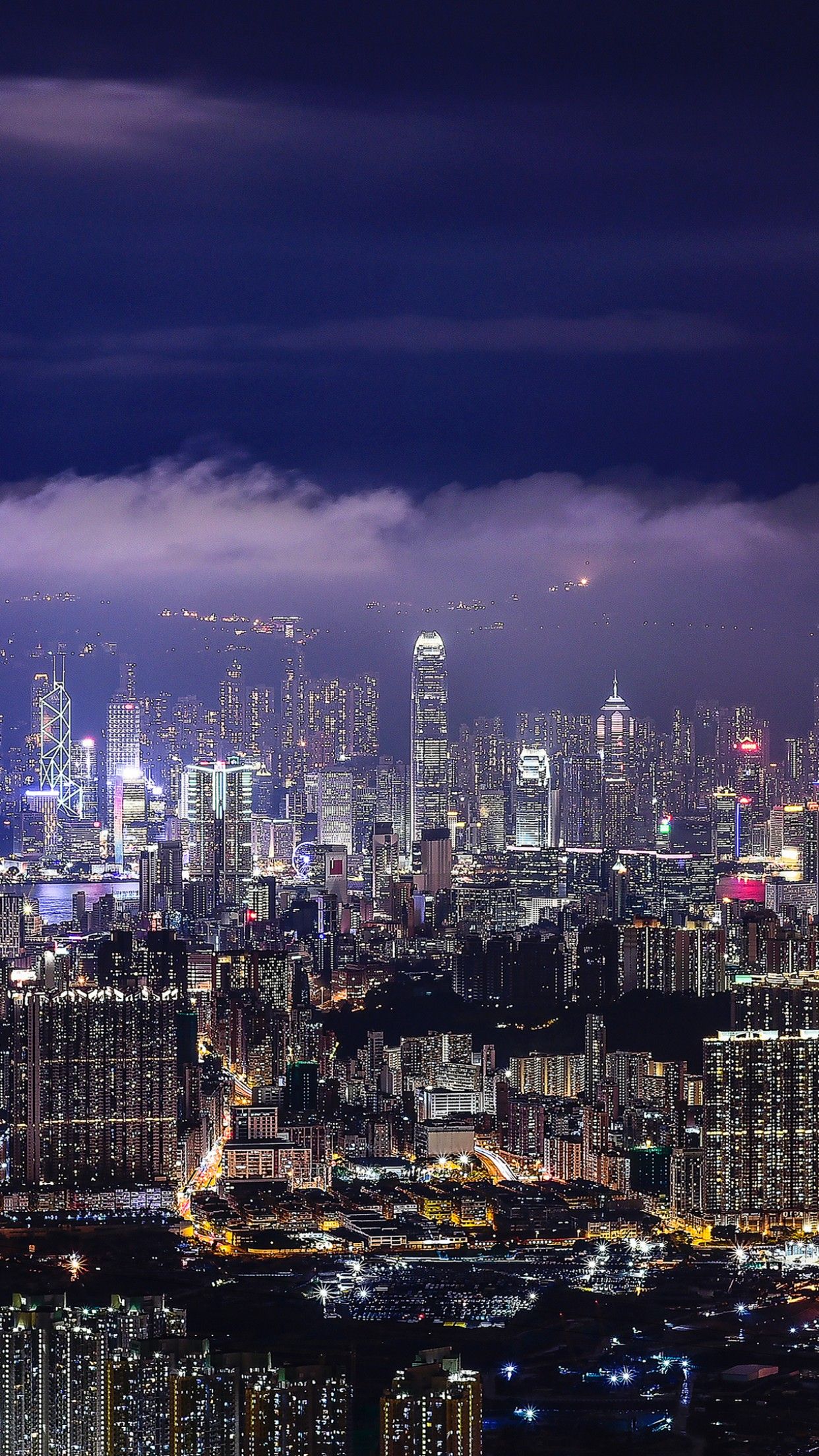 Cityscape 4K Wallpaper, Hong Kong, Night, City lights, Skyline, World