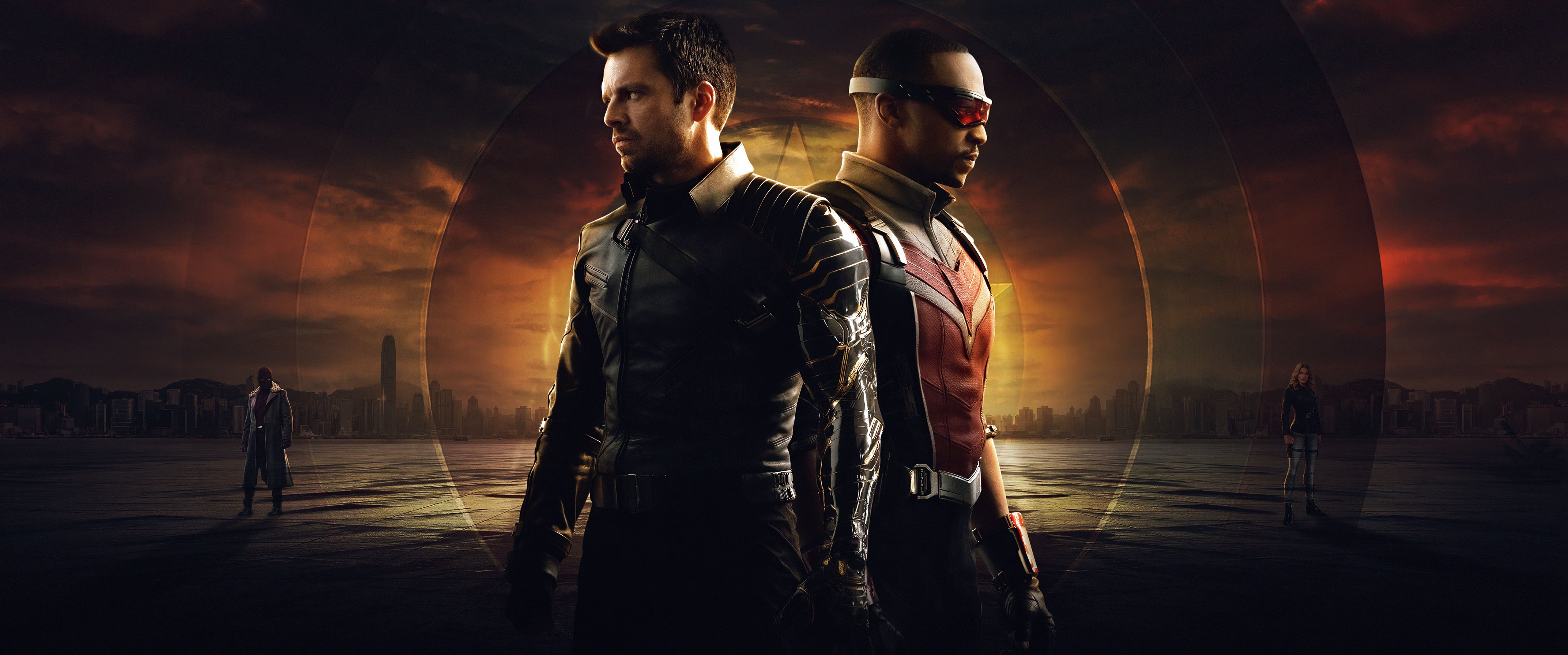 The Falcon and the Winter Soldier 4K Wallpaper, TV series, Bucky Barnes, Sam Wilson, Marvel Comics, Movies