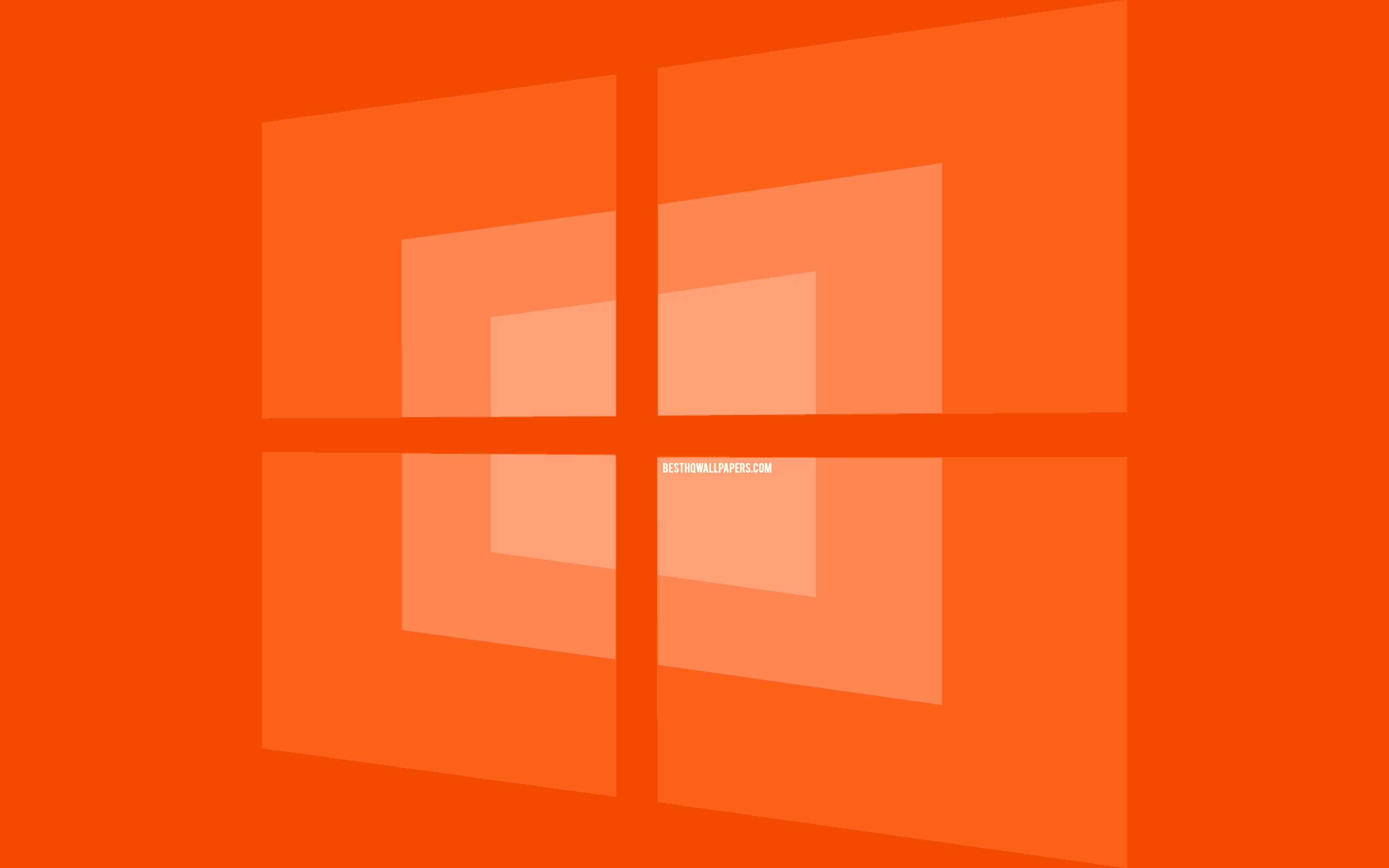 Download wallpaper 4k, Windows 10 orange logo, minimal, OS, orange background, creative, brands, Windows 10 logo, artwork, Windows 10 for desktop with resolution 3840x2400. High Quality HD picture wallpaper