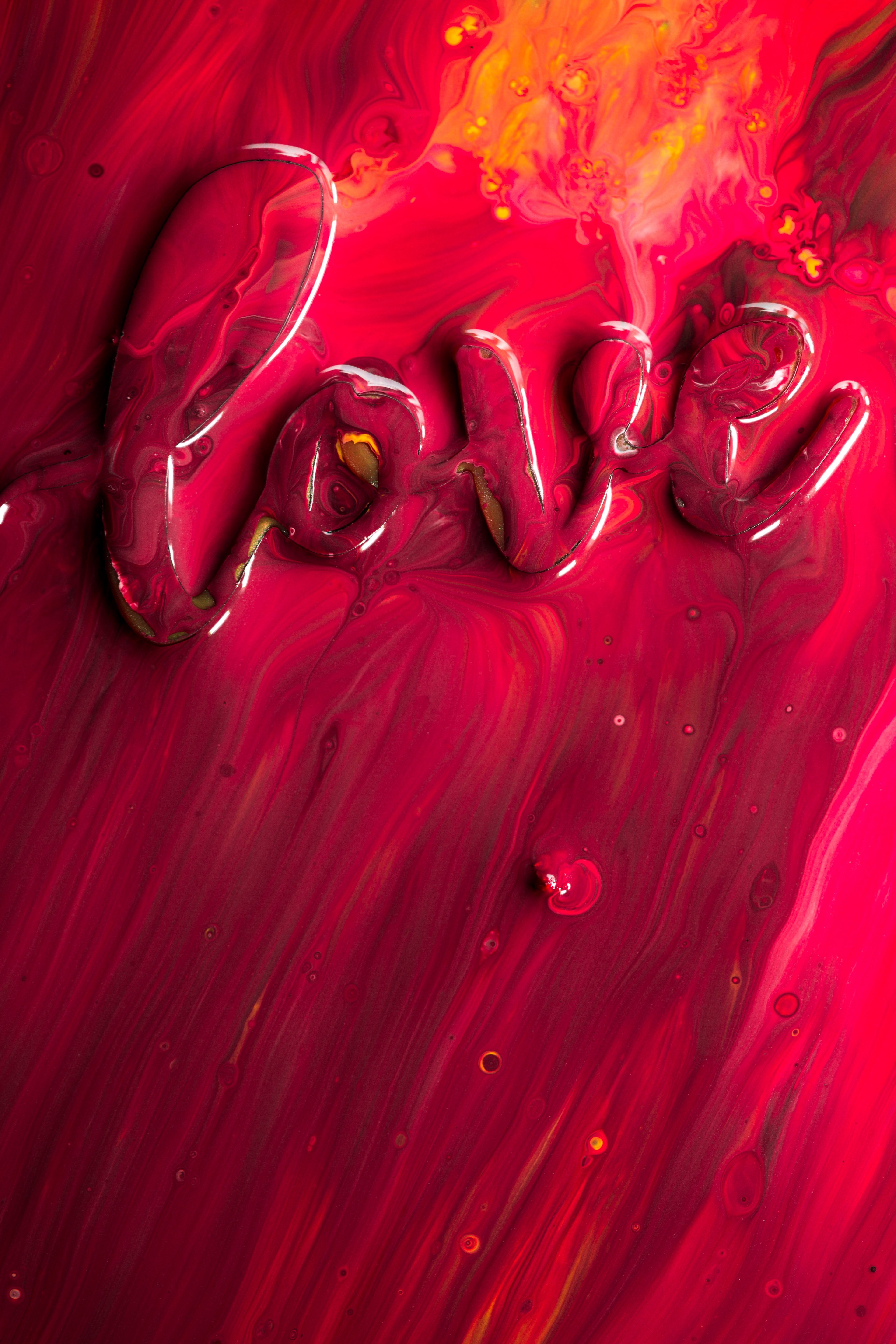 Love word Wallpaper 4K, Aesthetic, Red, Creamy, Love text