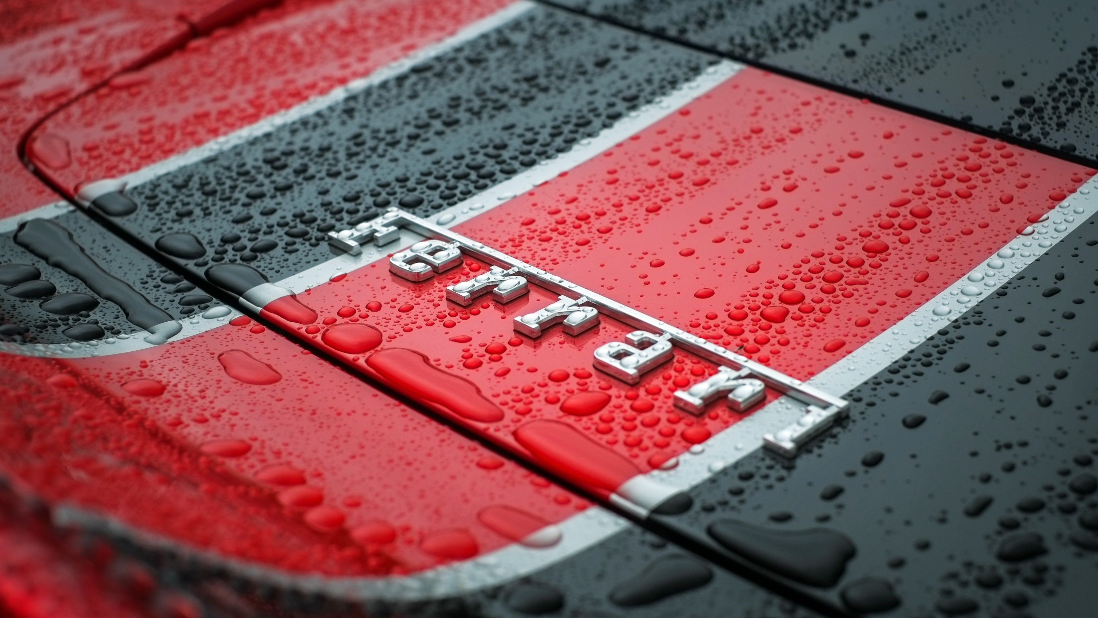 Ferrari 4K Wallpaper, Logo, Emblem, Droplets, 5K, Cars