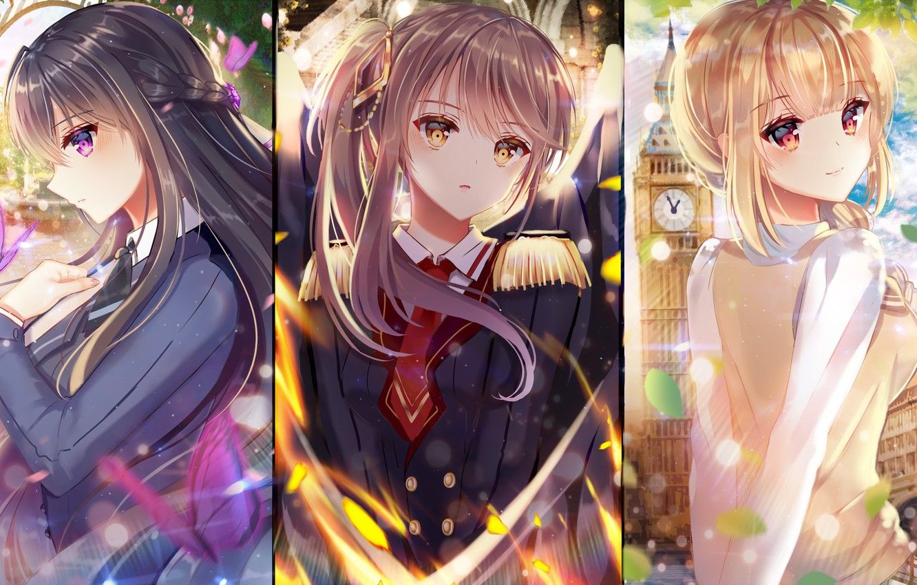 Girls, girls, anime, trio, yucata, Revenge Masamune , section сёнэн, anime  trio HD wallpaper | Pxfuel