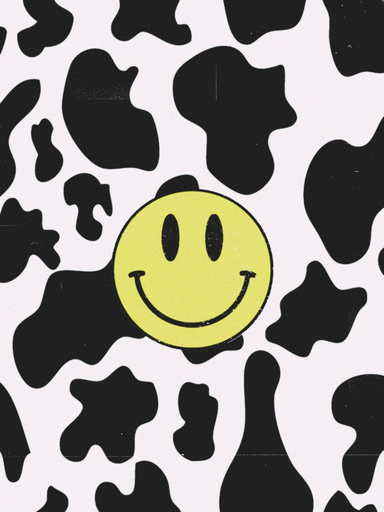 Smiley face wallpaper. Cow print wallpaper, Cow wallpaper, Edgy wallpaper