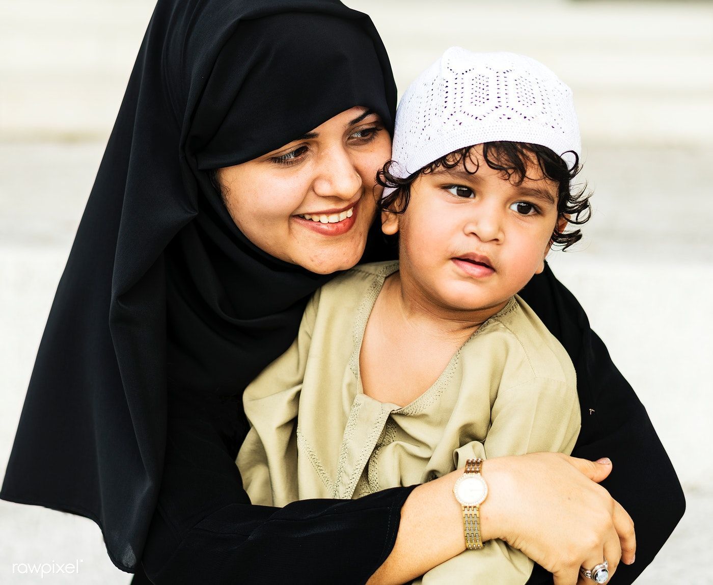 Download premium image of Muslim mother and her son 425667. Lifestyle photography family, Muslim family, Large family photography