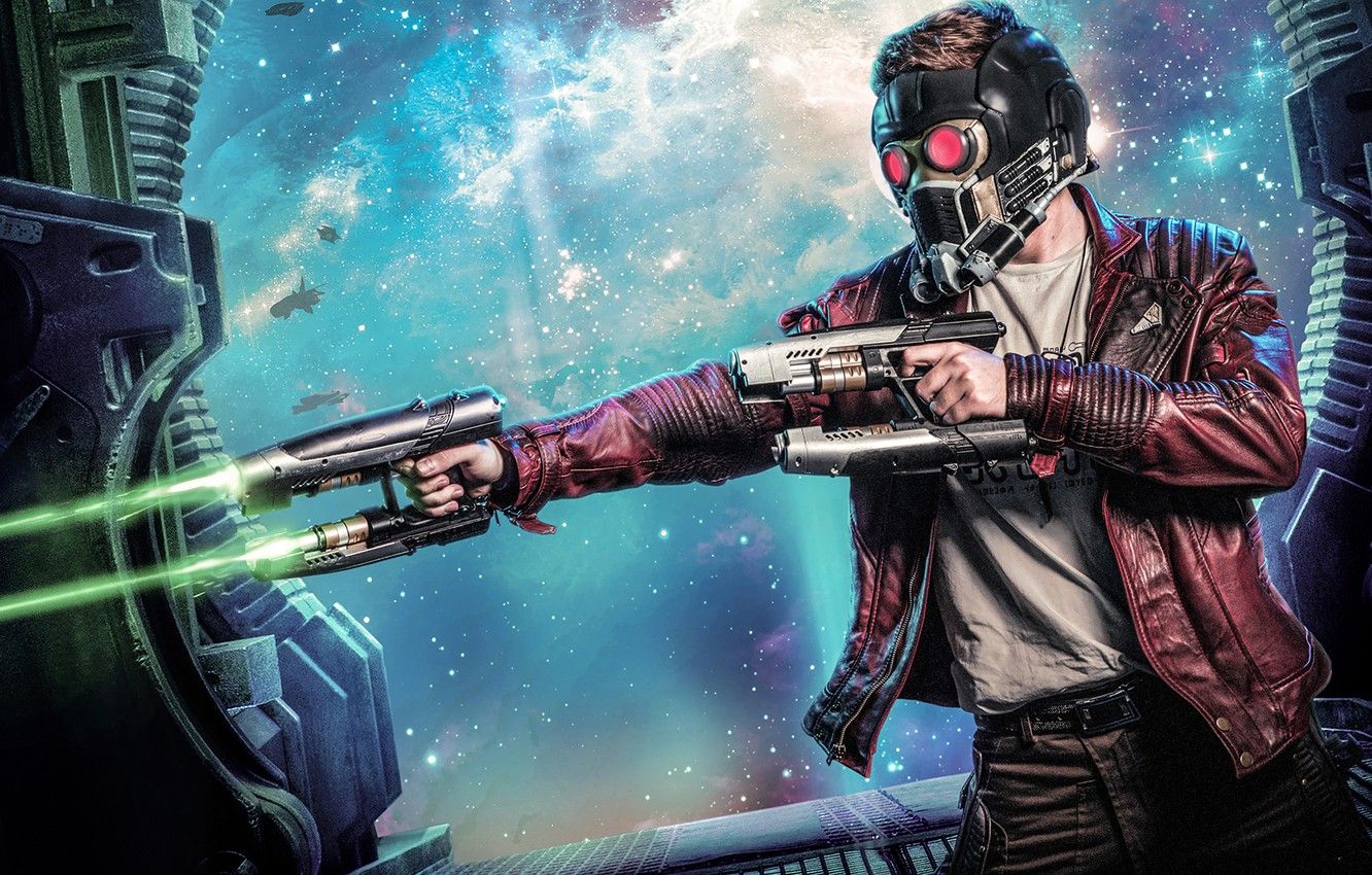 Wallpaper Space, Weapons, Fiction, Jacket, Shooting, Helmet, Comic, MARVEL, Guardians Of The Galaxy, Peter Quill, Star Lord, Guardians Of The Galaxy Image For Desktop, Section фильмы