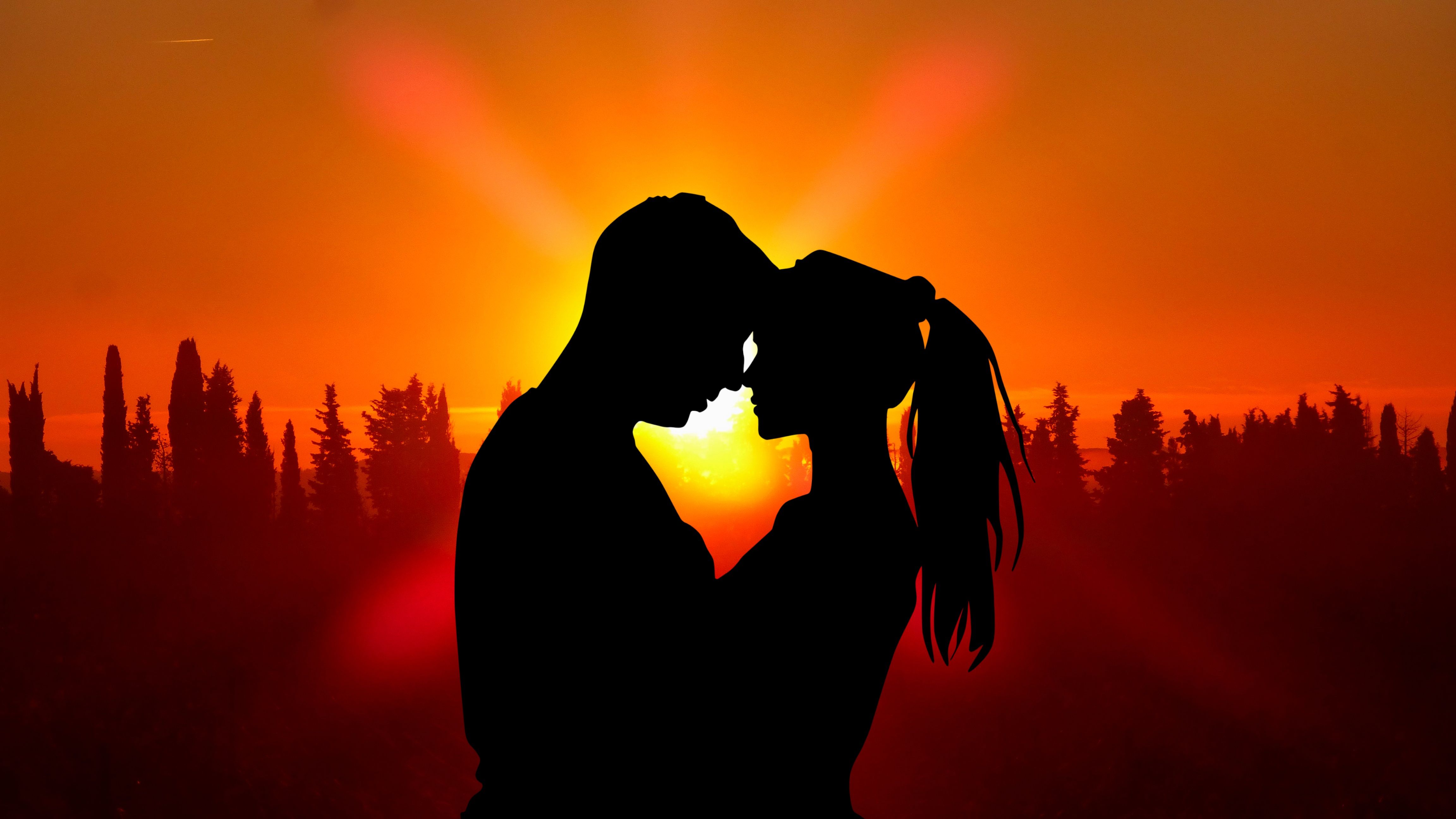 Sunset Couple Love Silhouette 5k 1024x768 Resolution HD 4k Wallpaper, Image, Background, Photo and Picture