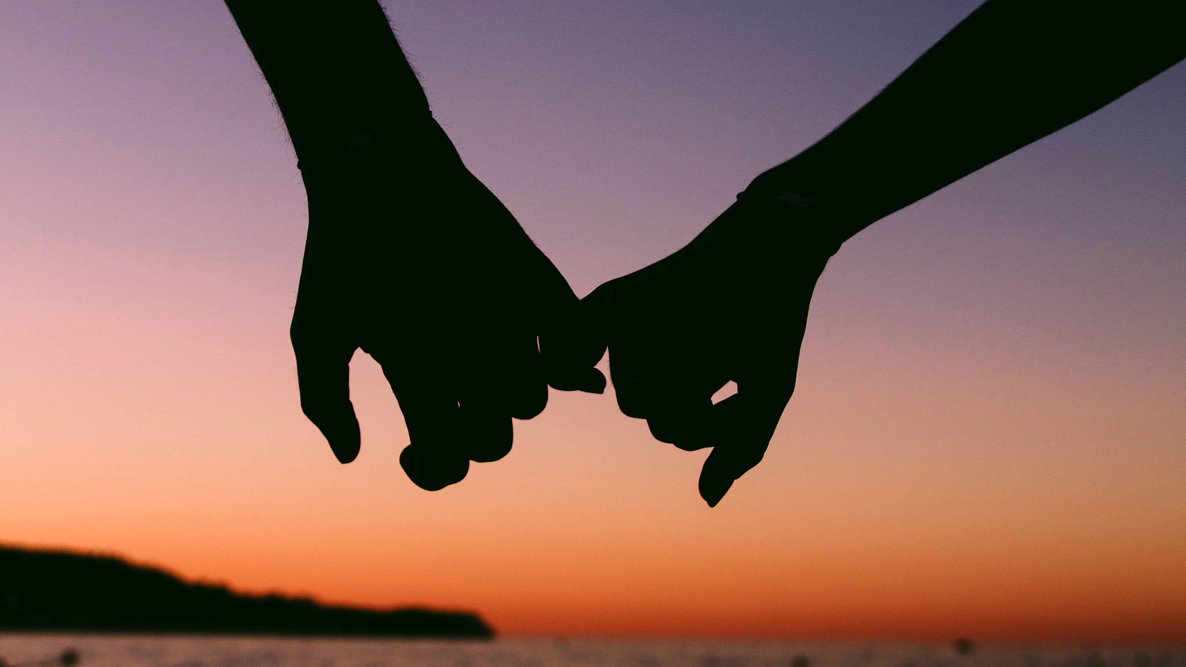 Hands together, Couple, Silhouette, Sunset, Romantic, 4k Free deskk wallpaper, Ultra HD