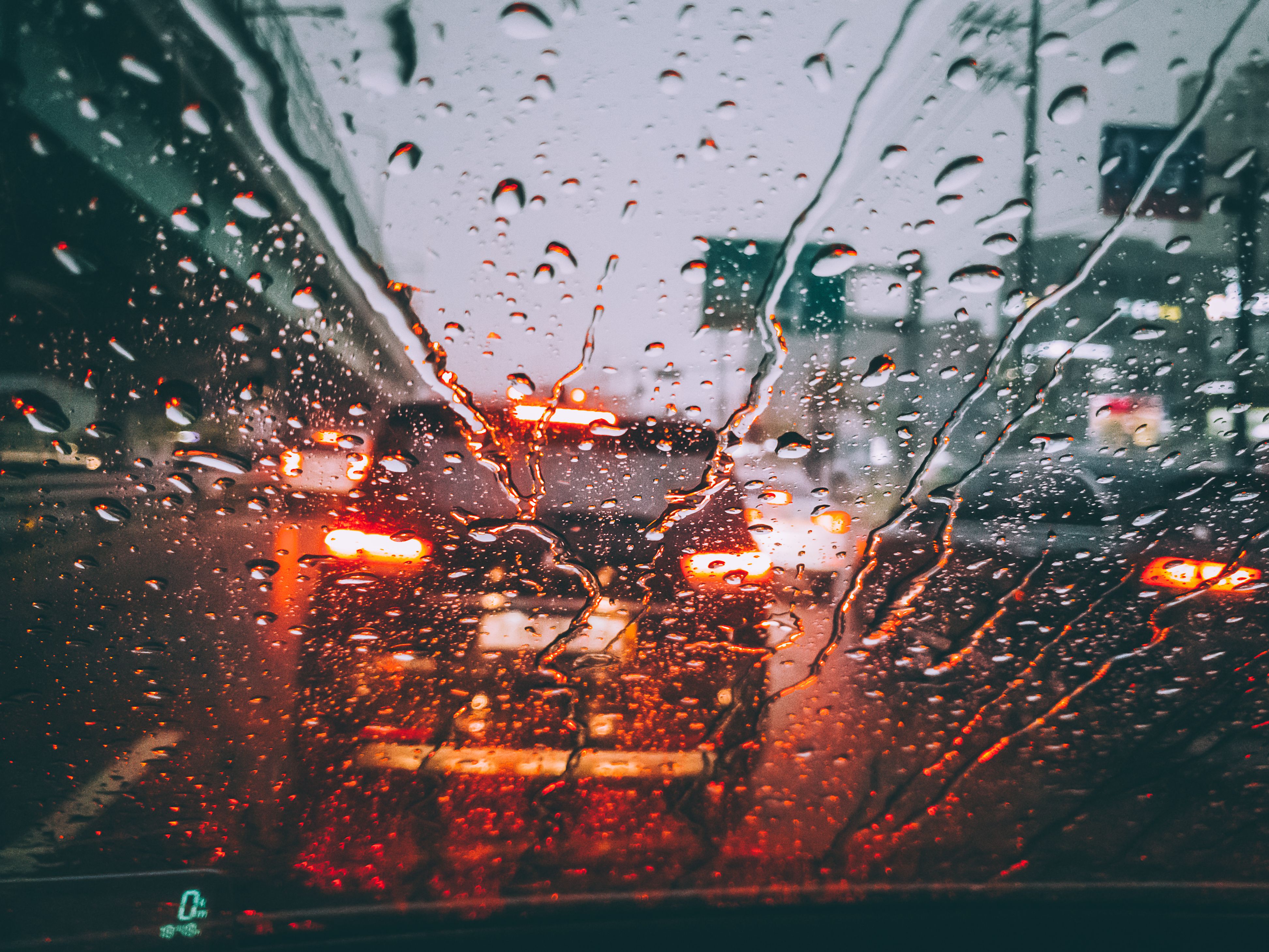 Rain Drops On Vehicle Windshield · Free