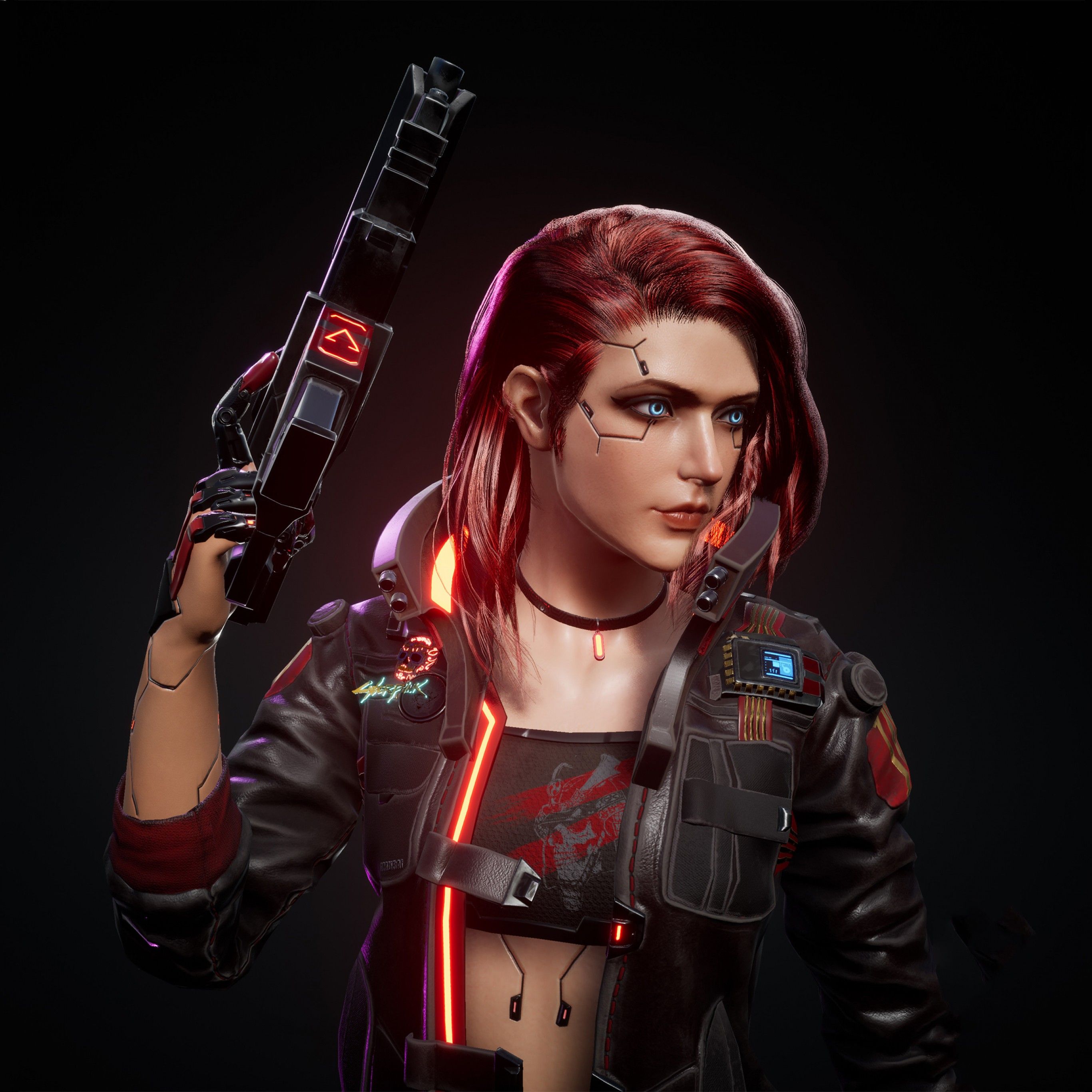 Female V 4K Wallpaper, Cyberpunk Dark background, Artwork, Games