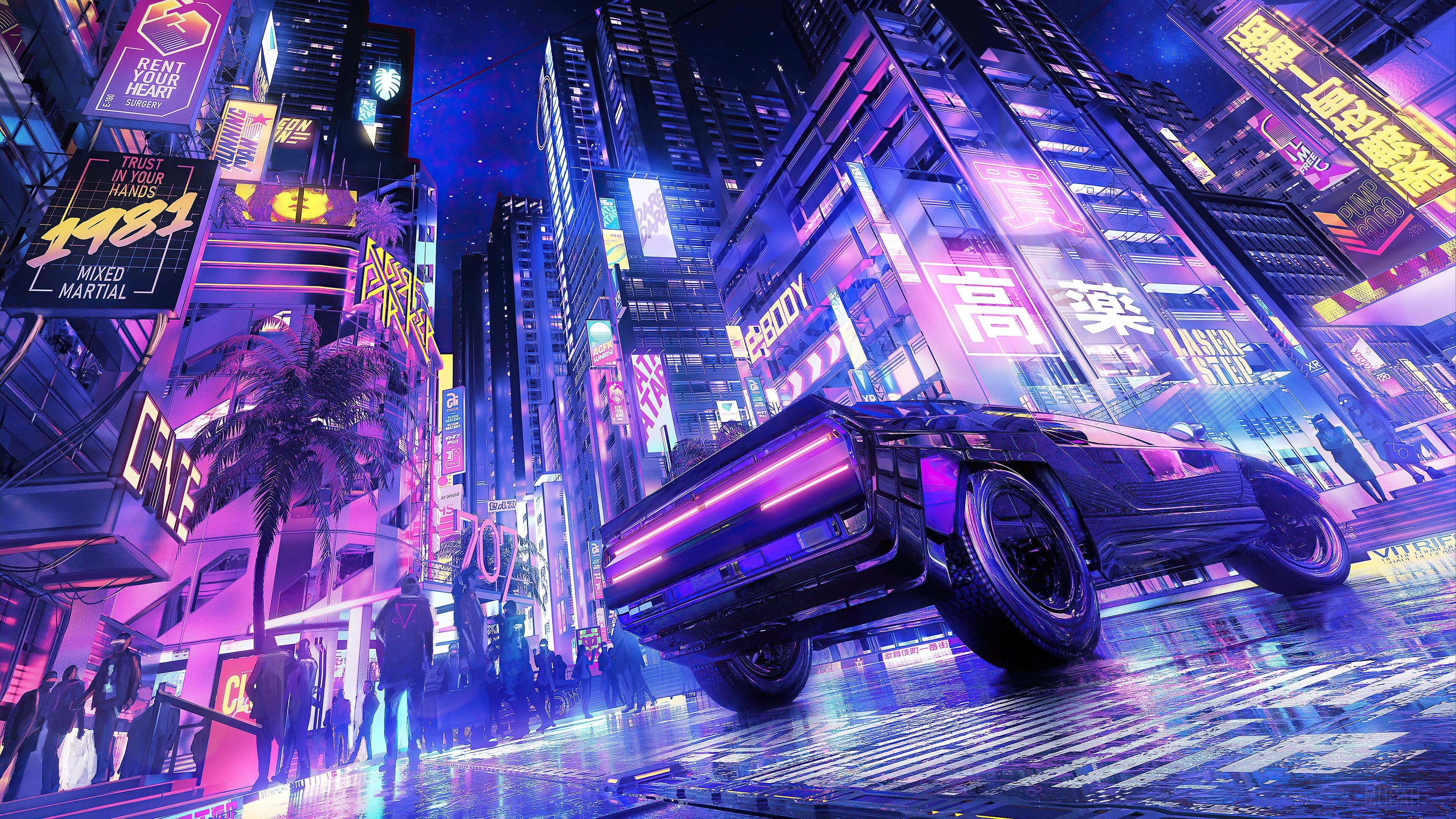 Cyberpunk, Sci Fi, Science Fiction, Car, Night, City, Digital Art 4k Wallpaper. Mocah HD Wallpaper