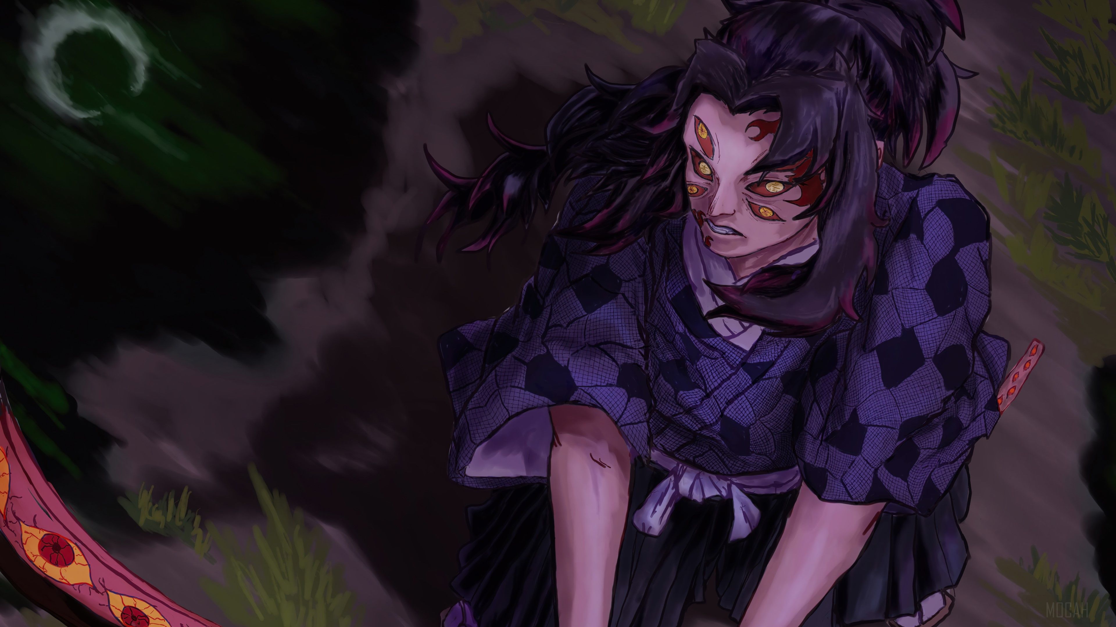 Demon Slayer Kimetsu no Yaiba, Anime, 鬼滅の刃, Kokushibo, Upper Moon Rank Twelve Moon Demons, Twelve Kizuki, Katana 4k wallpaper HD Wallpaper