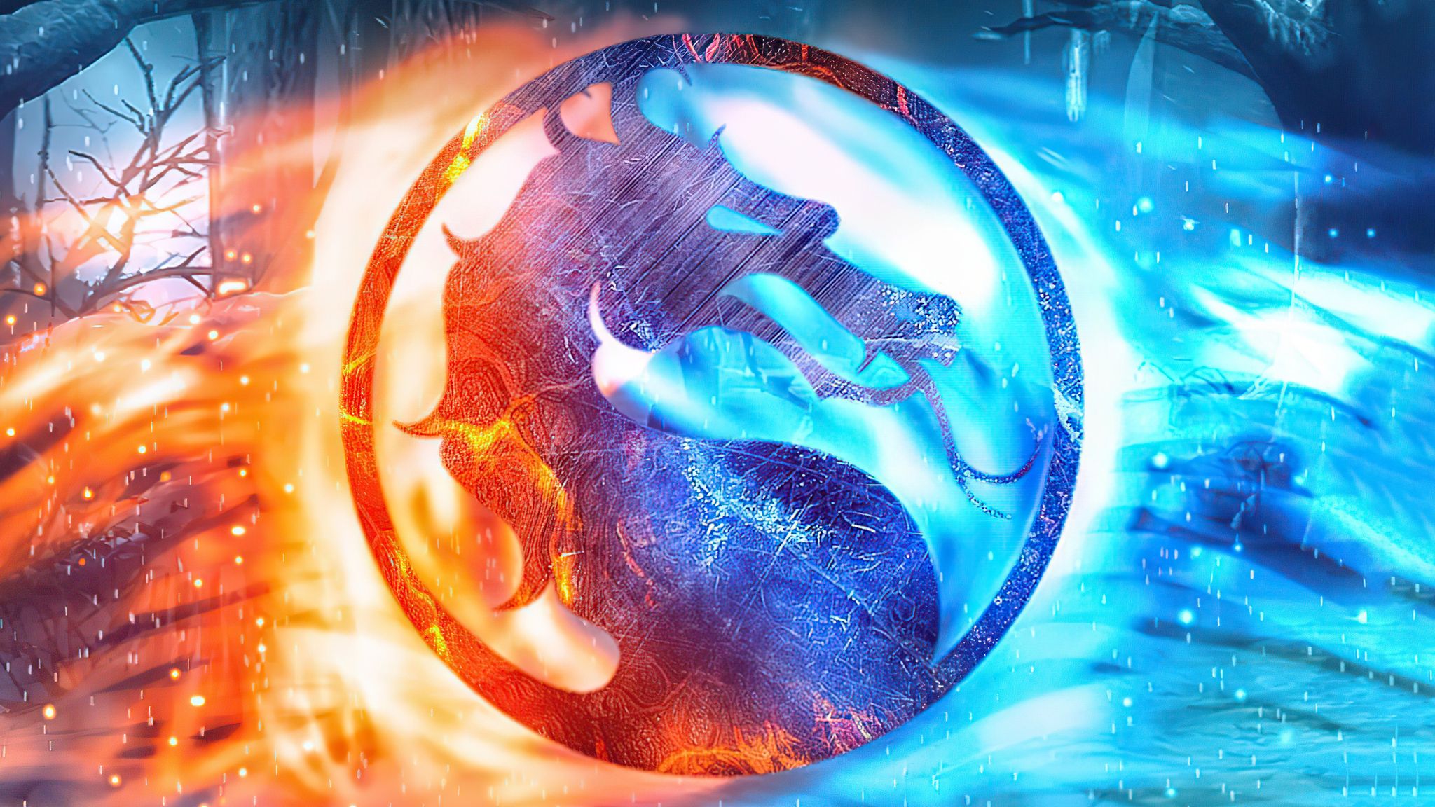 Mortal Kombat Movie Fire And Ice Logo 4k 2048x1152 Resolution HD 4k Wallpaper, Image, Background, Photo and Picture