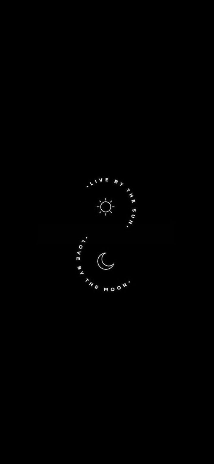 Sun•Moon. Sun and moon tumblr, Moon and stars wallpaper, Black iphone background