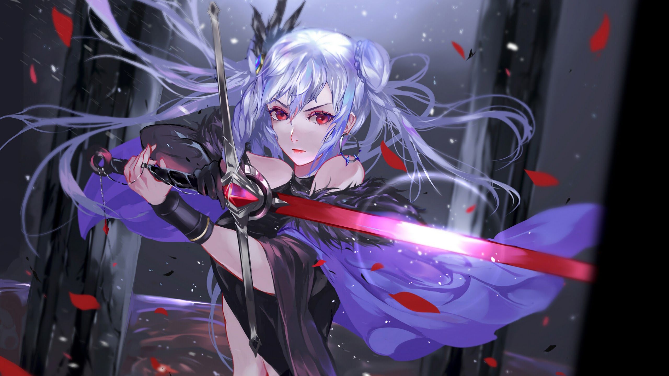 Anime Girl Warrior Fantasy Sword 4K Wallpaper