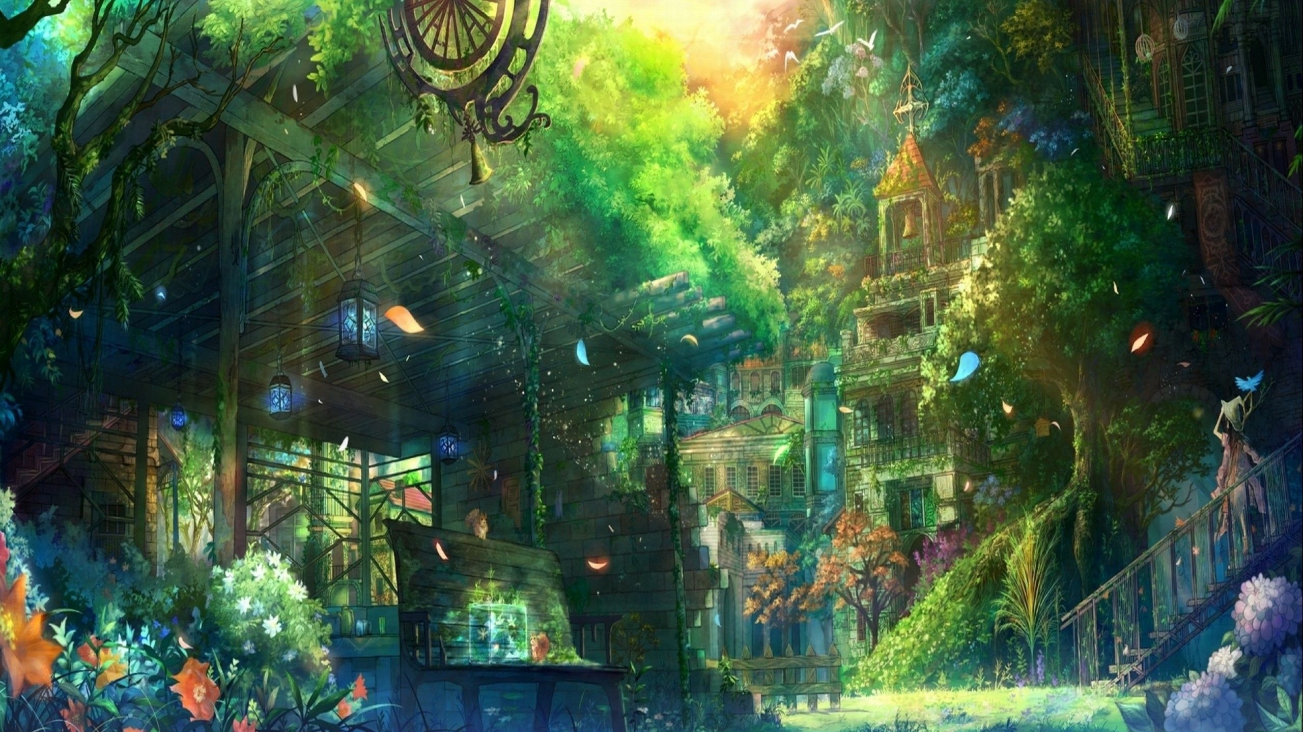 Floresta de fantasia de anime 2K baixar papel de parede