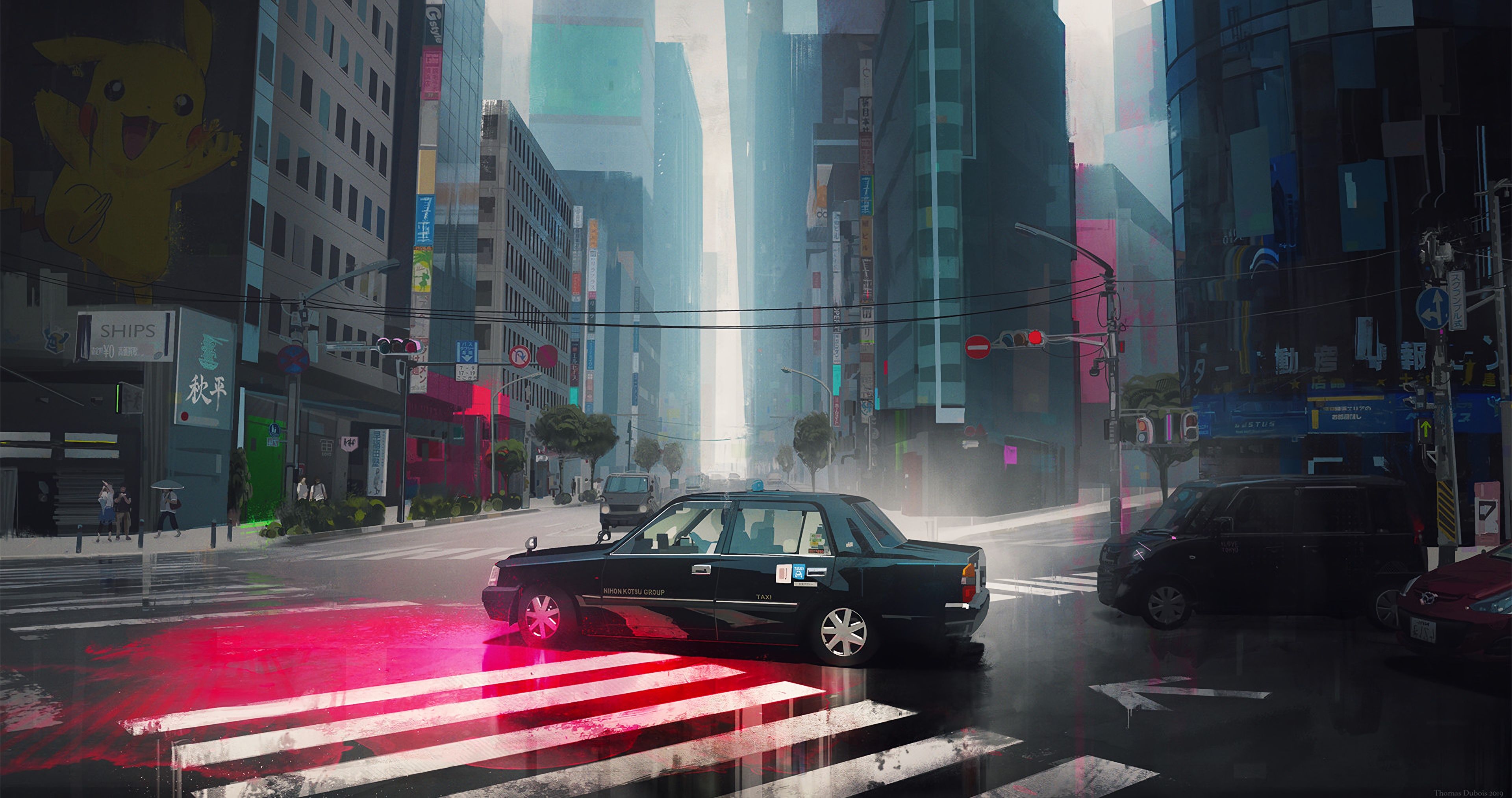 The Tokyo Street Taxi 4k, HD Artist, 4k Wallpaper, Image, Background, Photo and Picture