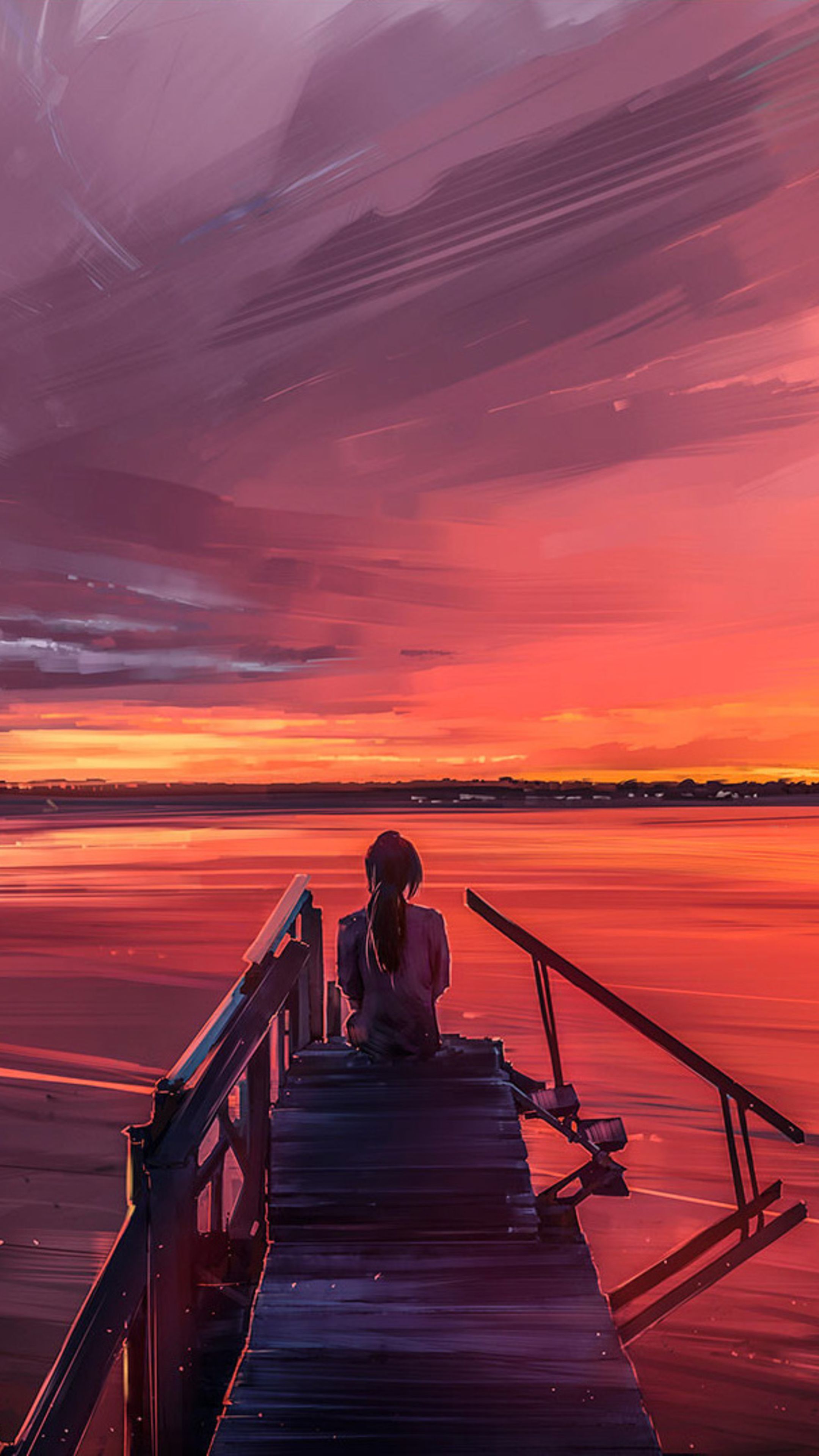 Beautiful Lonely Anime Girl Landscape Wallpaper Stock Vector (Royalty Free)  2321215041 | Shutterstock