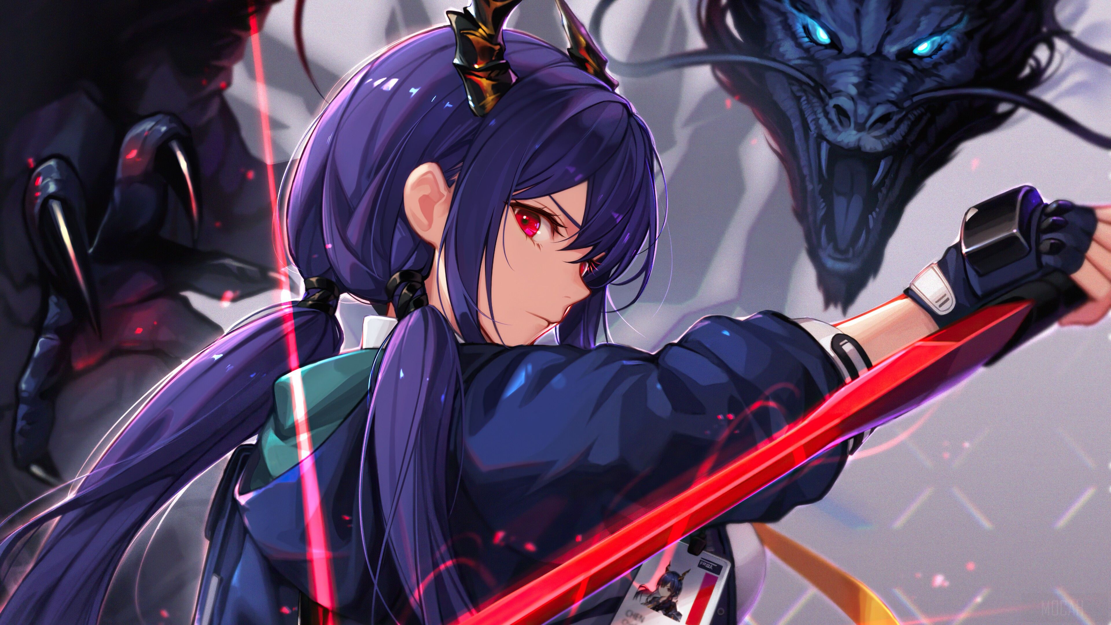 Dragon, Sword, Arknights, Anime Girls, Video Game 4k wallpaper. Mocah HD Wallpaper
