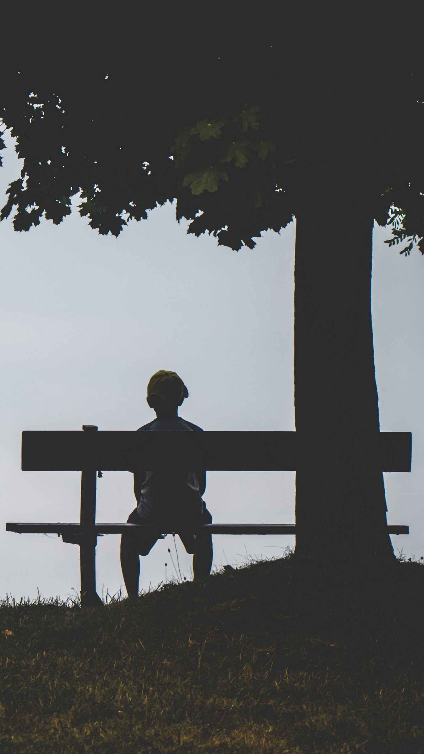 Wallpaper Child, Bench, Alone, Solitude, Silhouette, Boy Sitting On Bench Wallpaper & Background Download