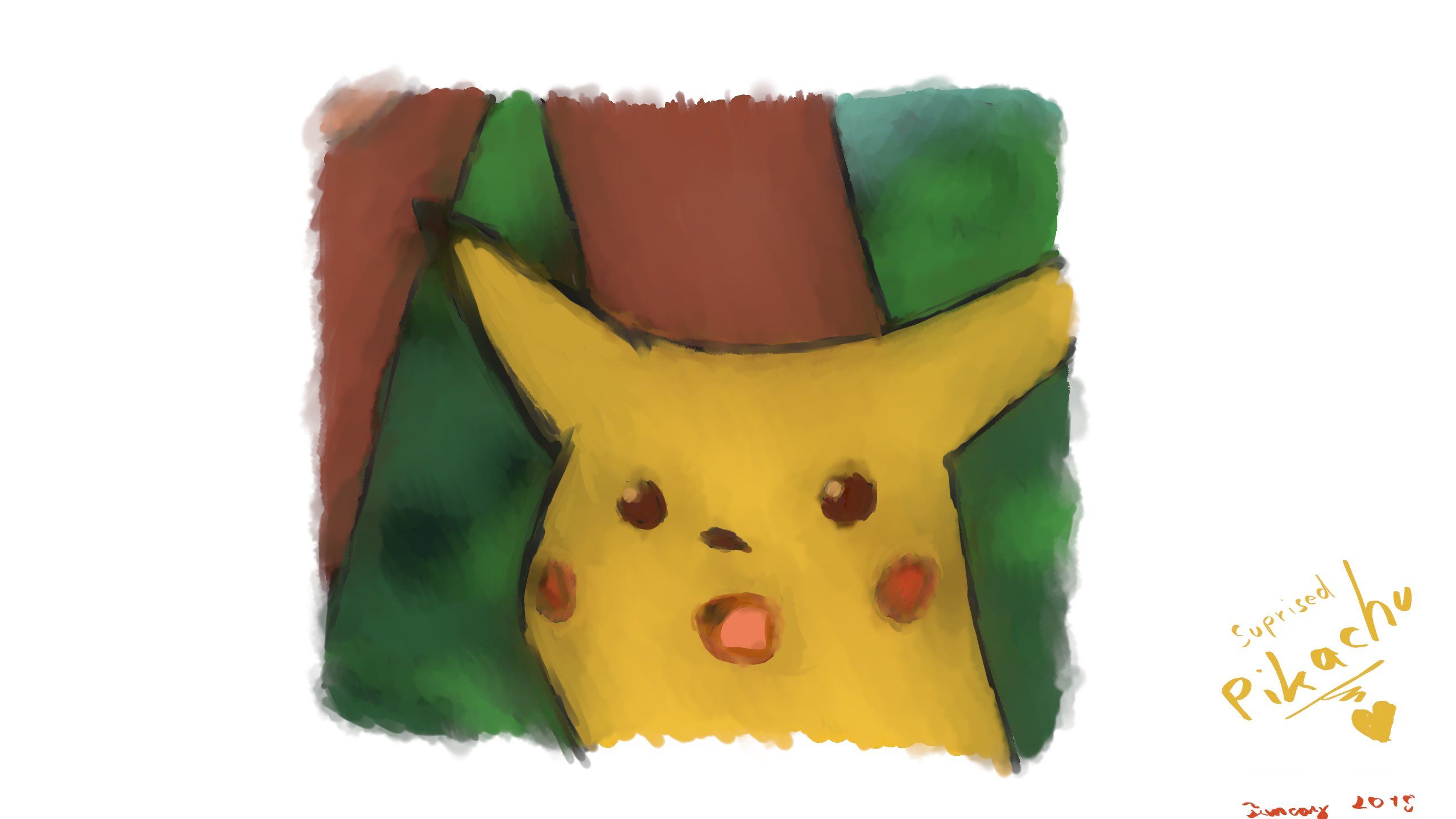 Digital Drawing of Suprised Pikachu Meme: memes
